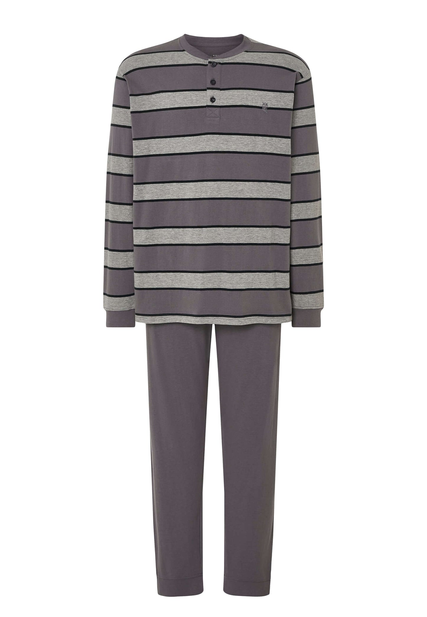 Pijama Hombre Largo Tapeta Algodón Punto Rayas - Gris 5593_20