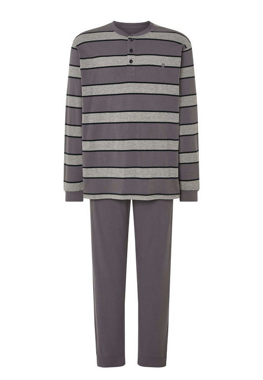 Pijama Hombre Largo Tapeta Algodón Punto Rayas - Gris 5593_20