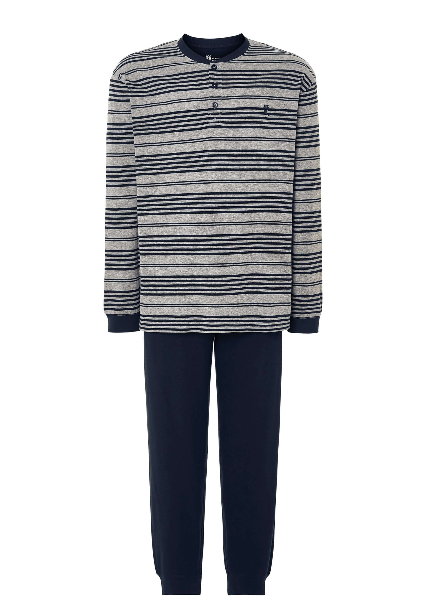 Pijama Hombre Largo Tapeta Algodón Punto Rayas - Gris 5594_20