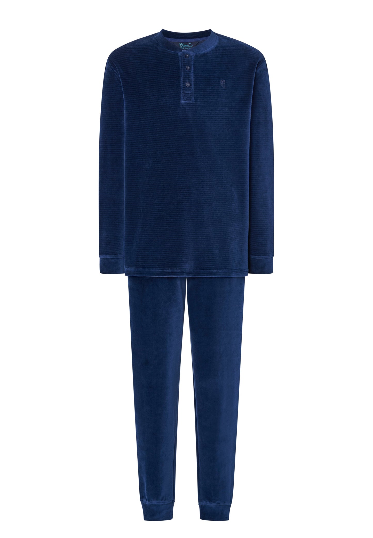 Pijama Hombre Invierno Terciopelo Rayas Azul - Cálido y Elegante