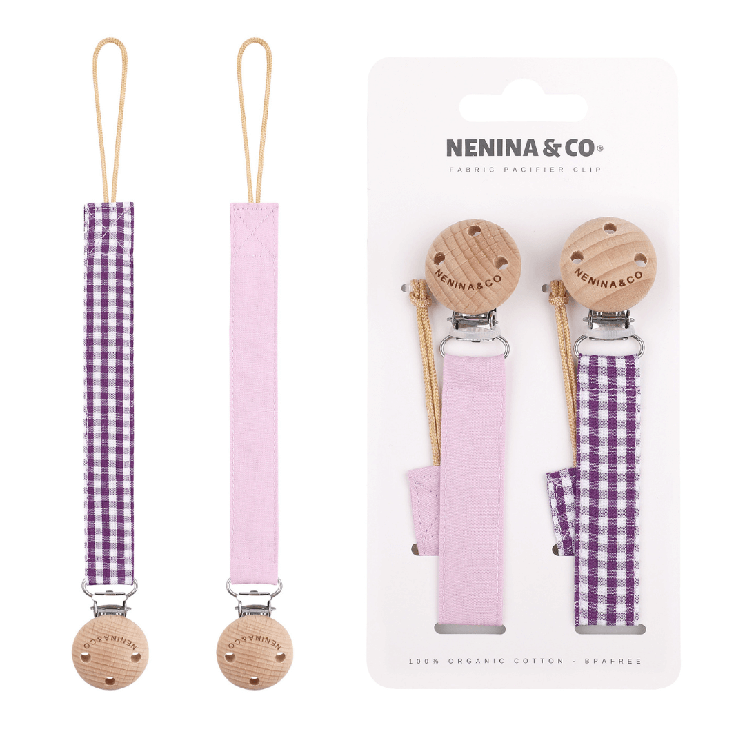 Chupetero Pack x 2 DIAMOND Lila + Lila vichy By Nenina & Co