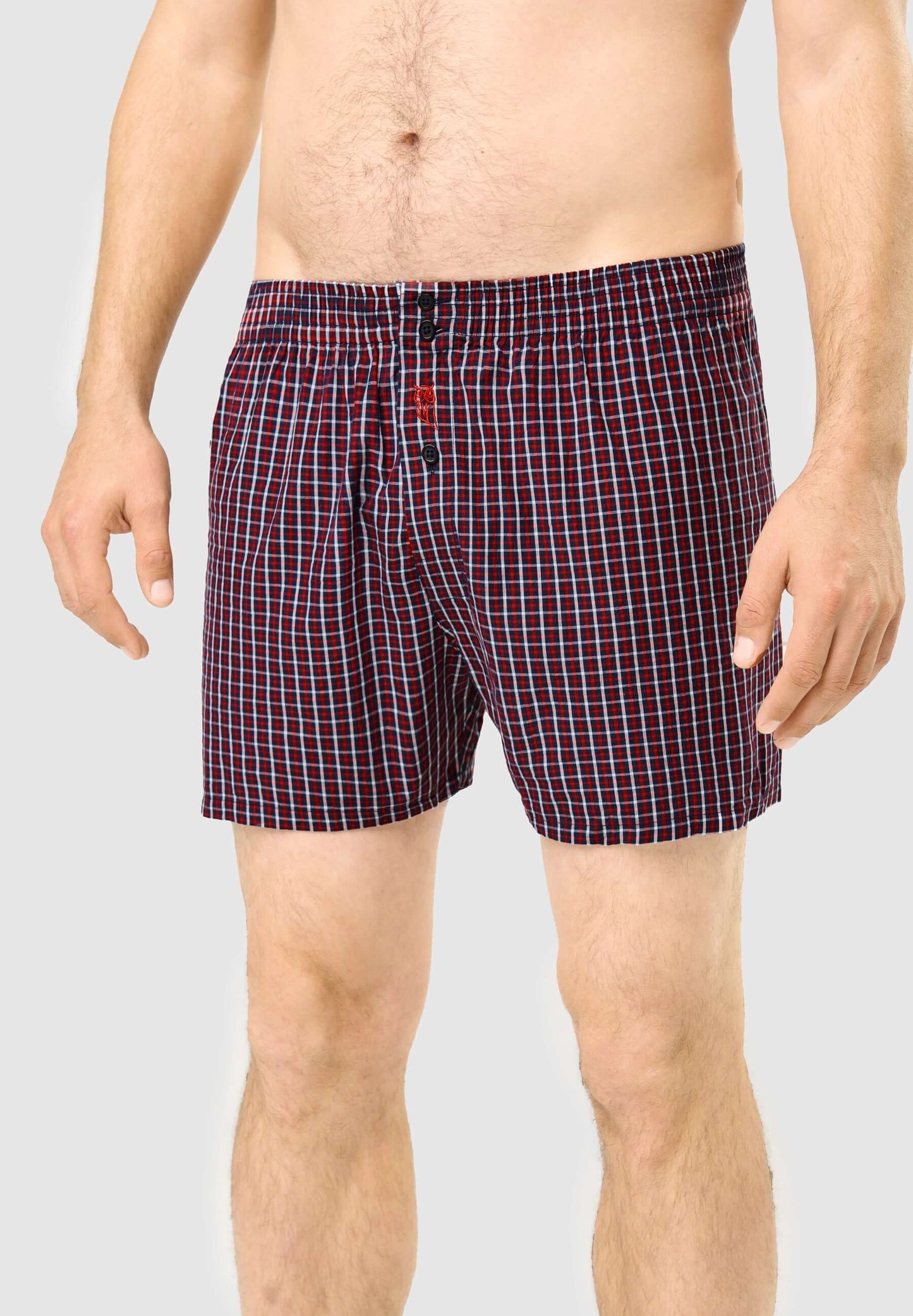 Calzoncillo Bóxer Hombre Algodón Tela Cuadros - Rojo 6317_94