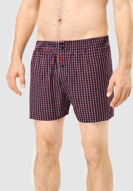 Calzoncillo Bóxer Hombre Algodón Tela Cuadros - Rojo 6317_94