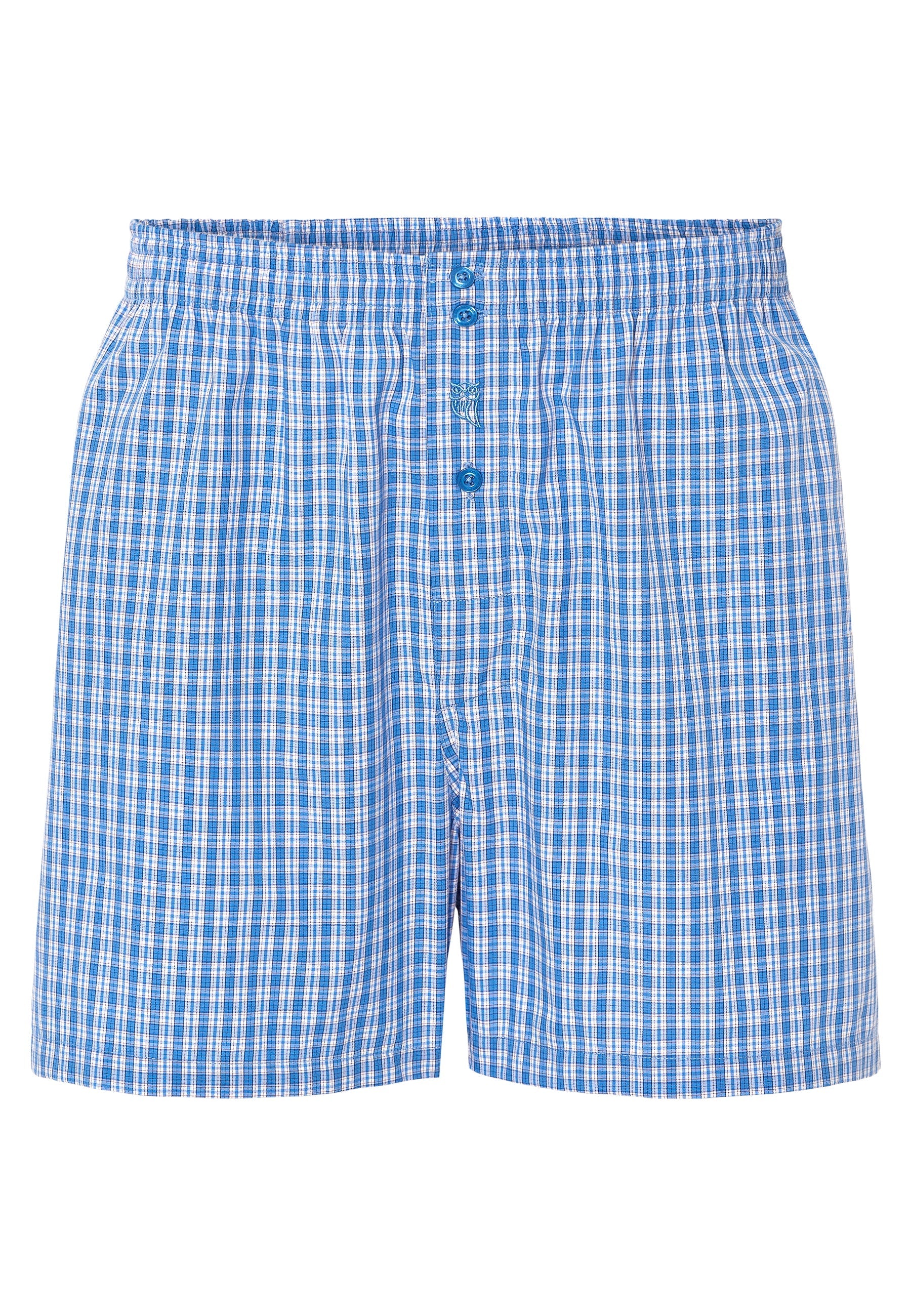 Boxer de hombre de algodón en azul con cuadros, estilo clásico y cómodo. Ideal para uso diario.