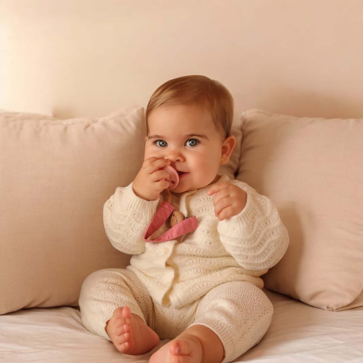 Kit Nenina & Co Rosa pálido + Rosa| 2 Chupetes + 2 Chupeteros + Guardachupete