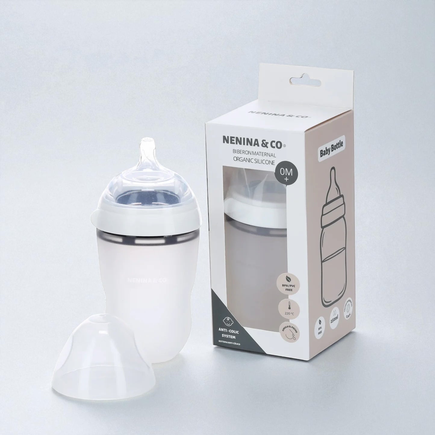 Biberones +0 meses aptos para lactancia materna de Silicona orgánica Nenina & Co