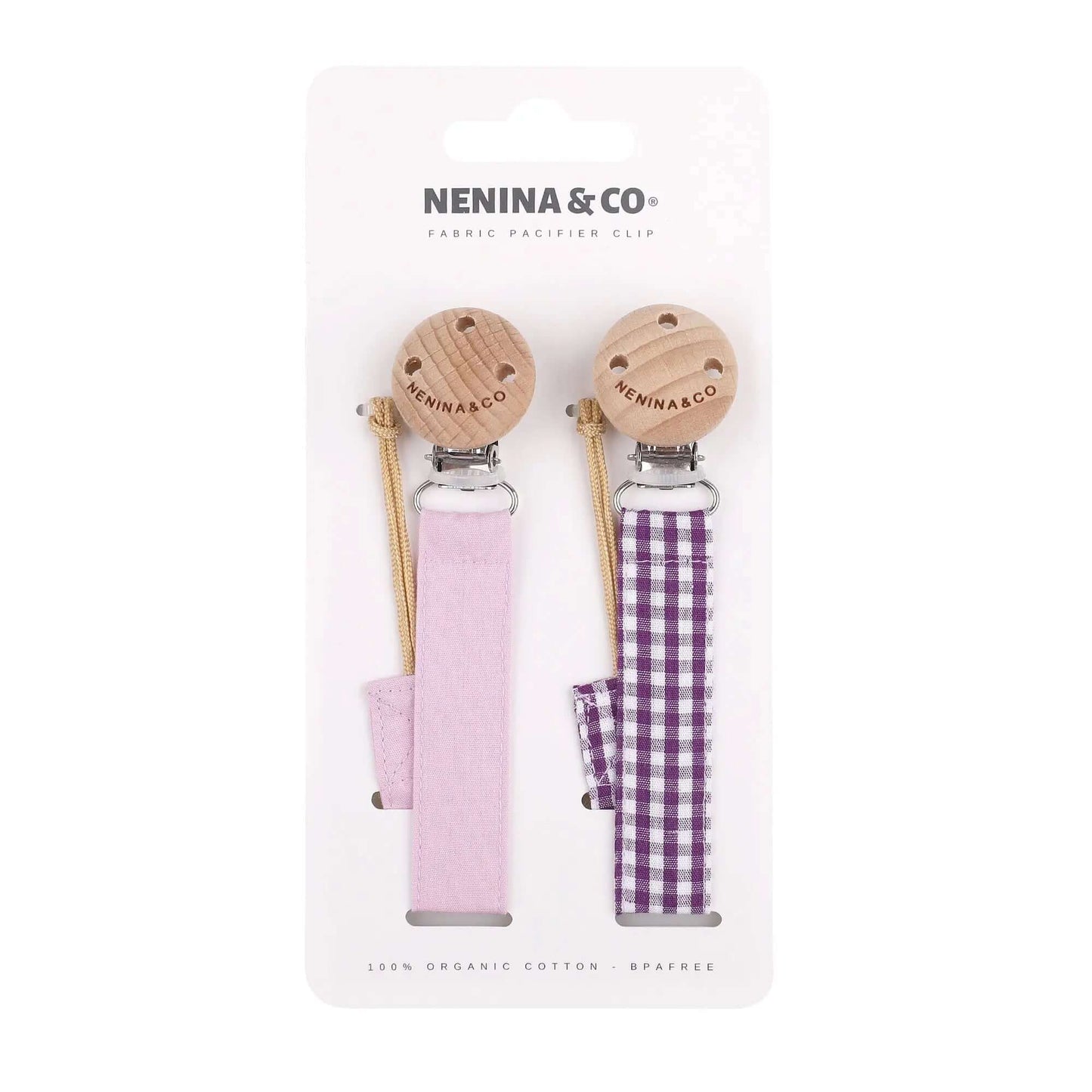 Chupetero Pack x 2 DIAMOND Lila + Lila vichy By Nenina & Co