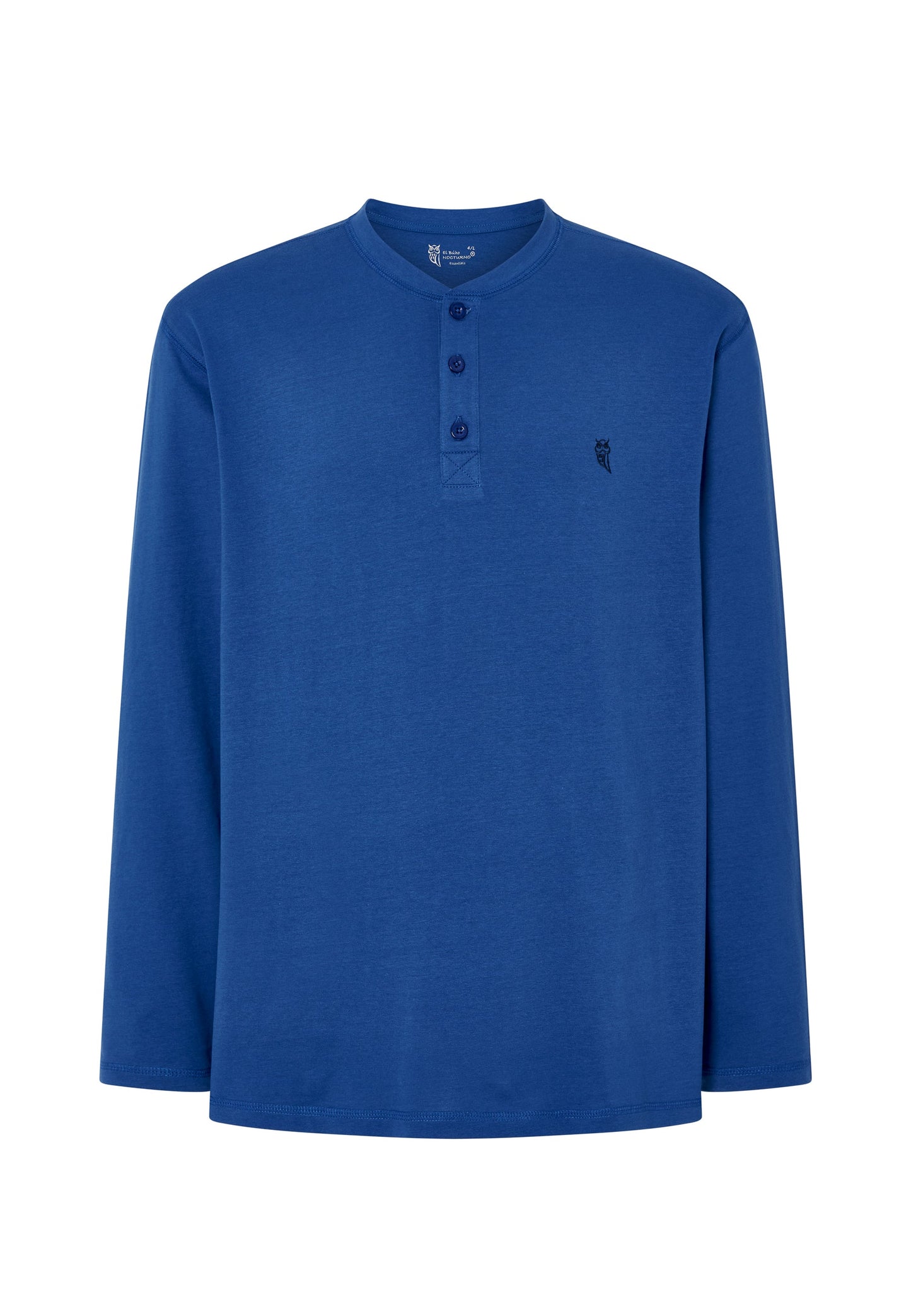 Camiseta Pijama Hombre Manga Larga Tapeta Algodón Lisa - Azul 7527_33