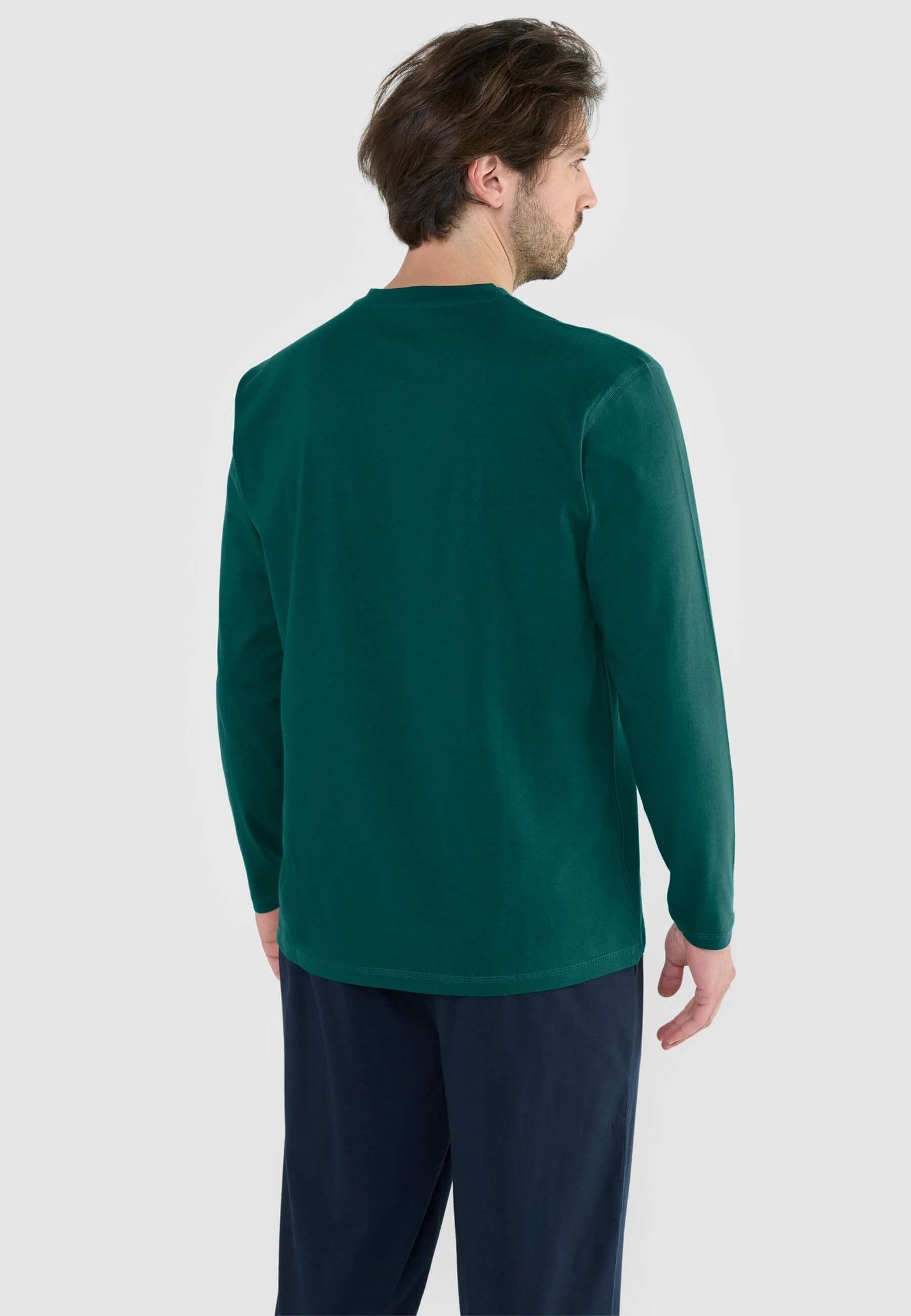 Camiseta Pijama Hombre Manga Larga Tapeta Algodón Lisa - Verde 7529_46