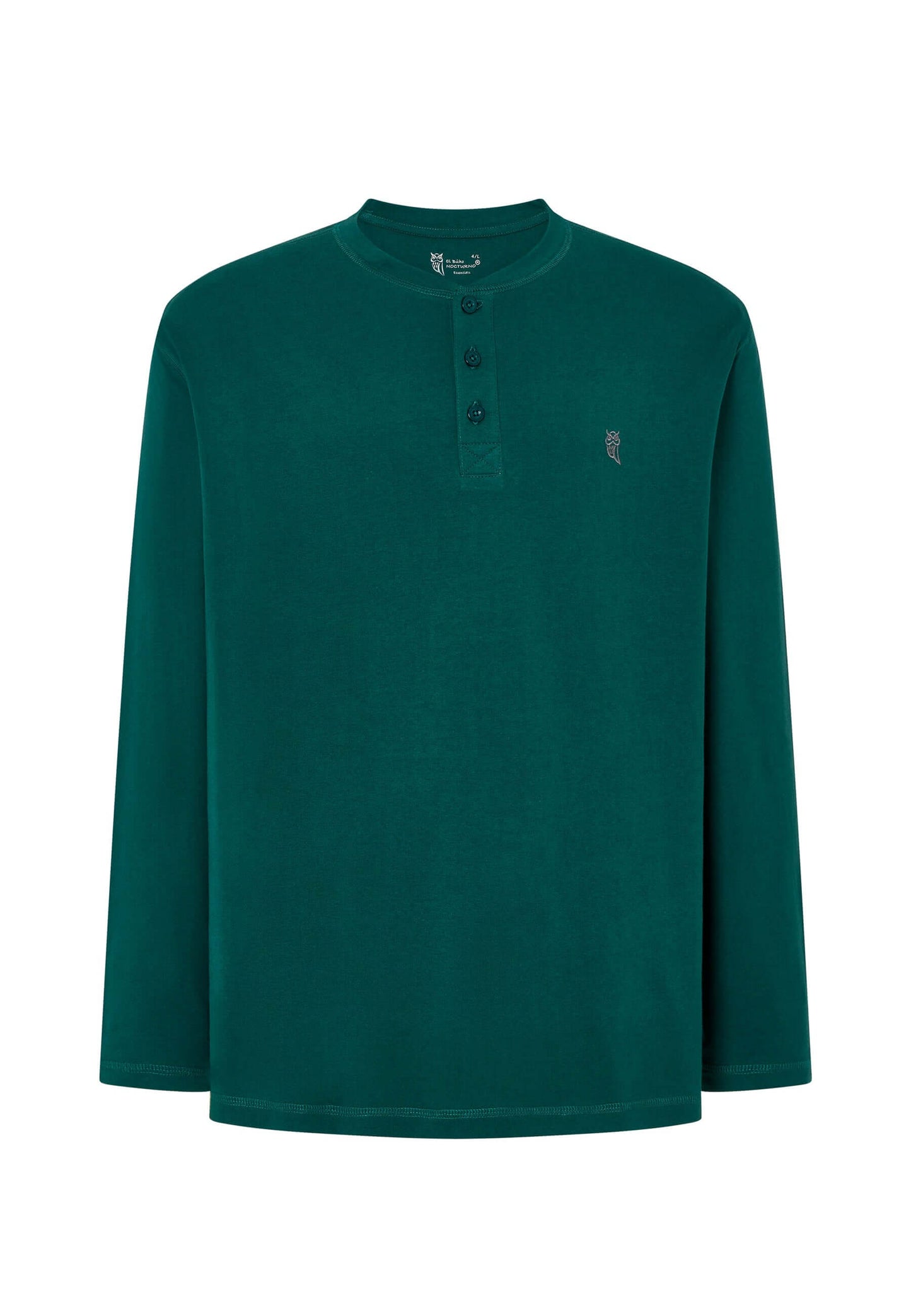 Camiseta Pijama Hombre Manga Larga Tapeta Algodón Lisa - Verde 7529_46