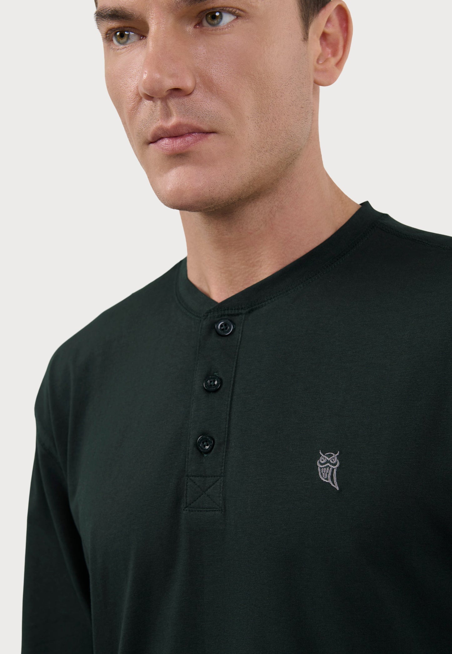 Camiseta Pijama Hombre Manga Larga Tapeta Algodón Lisa - Verde 7532_46