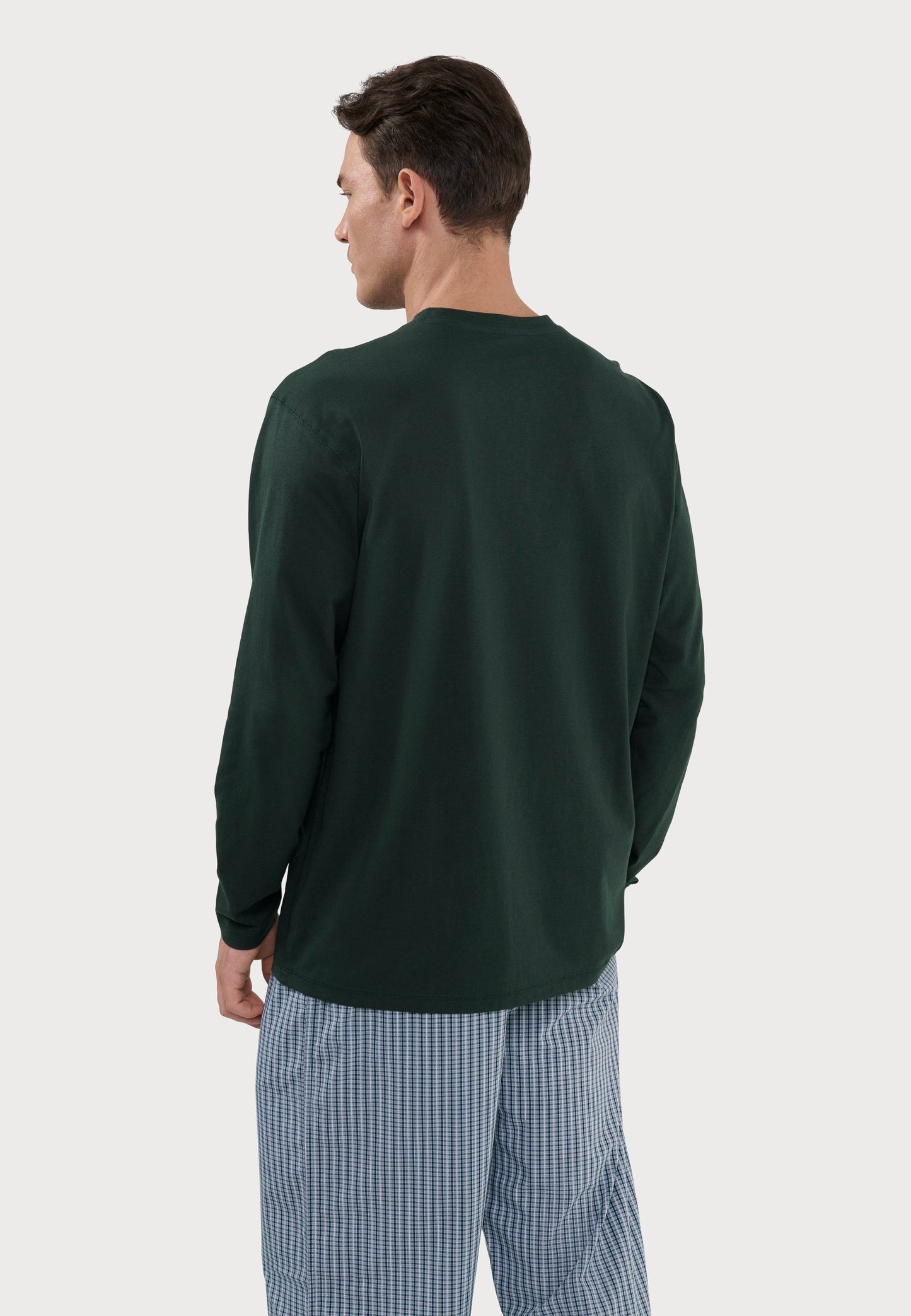 Camiseta Pijama Hombre Manga Larga Tapeta Algodón Lisa - Verde 7532_46