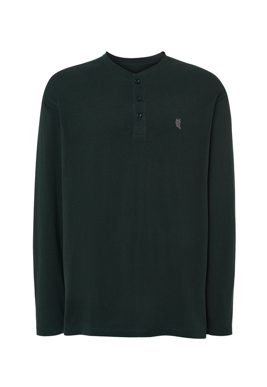 Camiseta Pijama Hombre Manga Larga Tapeta Algodón Lisa - Verde 7532_46