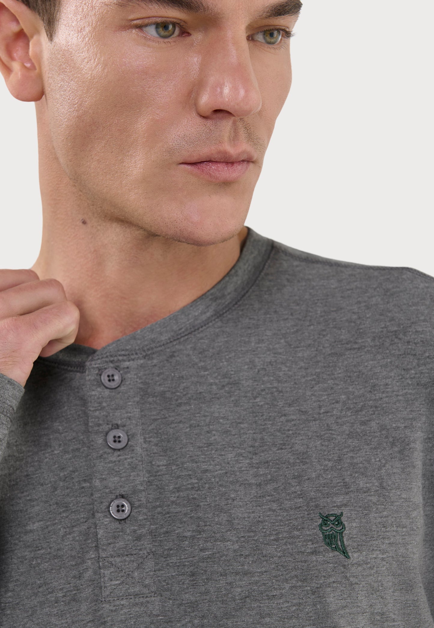 Camiseta Pijama Hombre Manga Larga Tapeta Algodón Lisa - Gris 7533_22