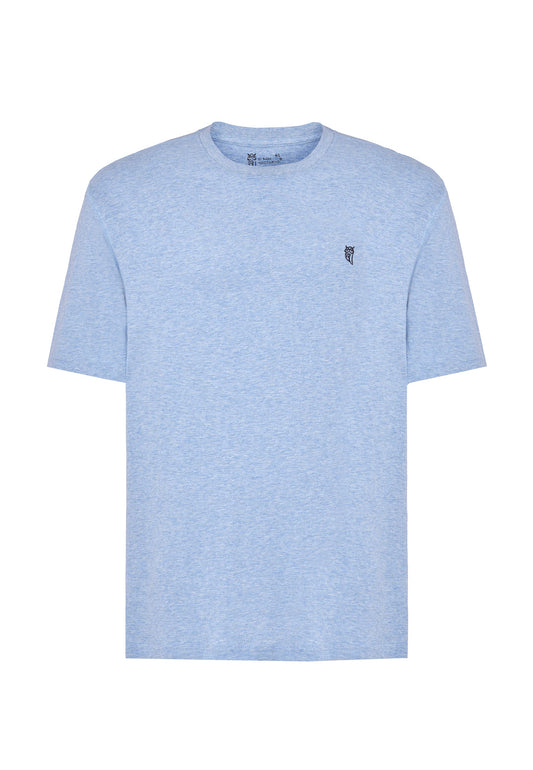 Camiseta Pijama Hombre Manga Corta Redondo Algodón Lisa - Azul 7629_30