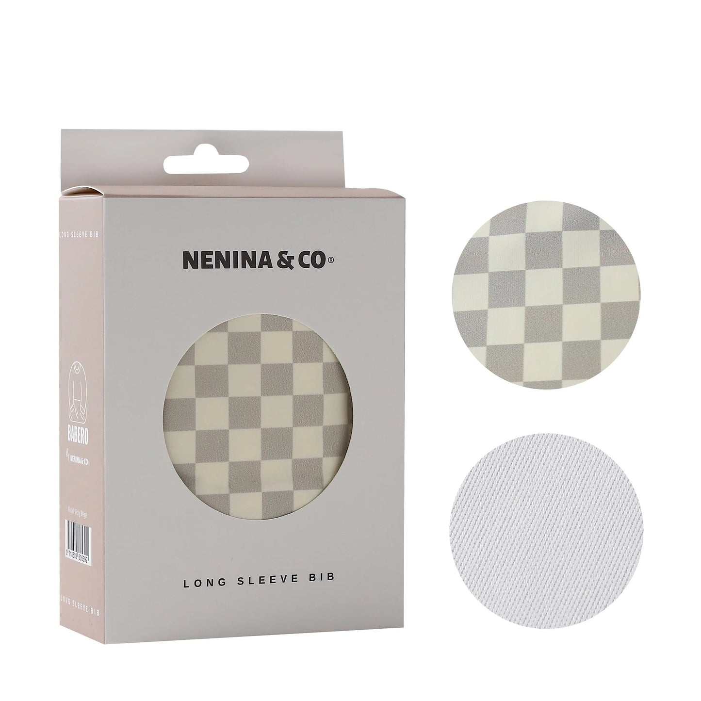 Babero con manga impermeable Vichy Beige Nenina & Co