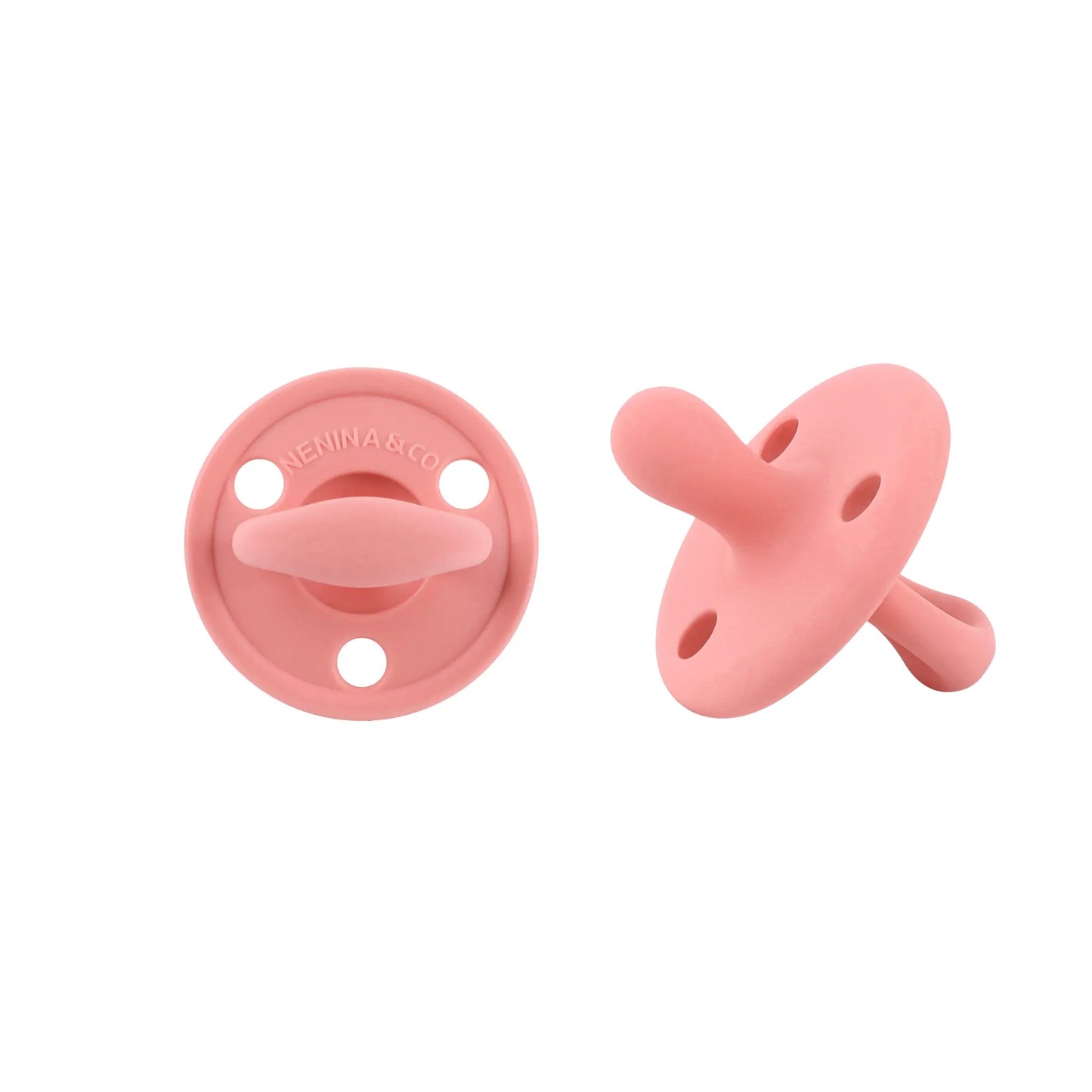 Kit Nenina & Co – Rosa | 2 Chupeteros Algodón Orgánico + 1 Chupete Clásico de Silicona