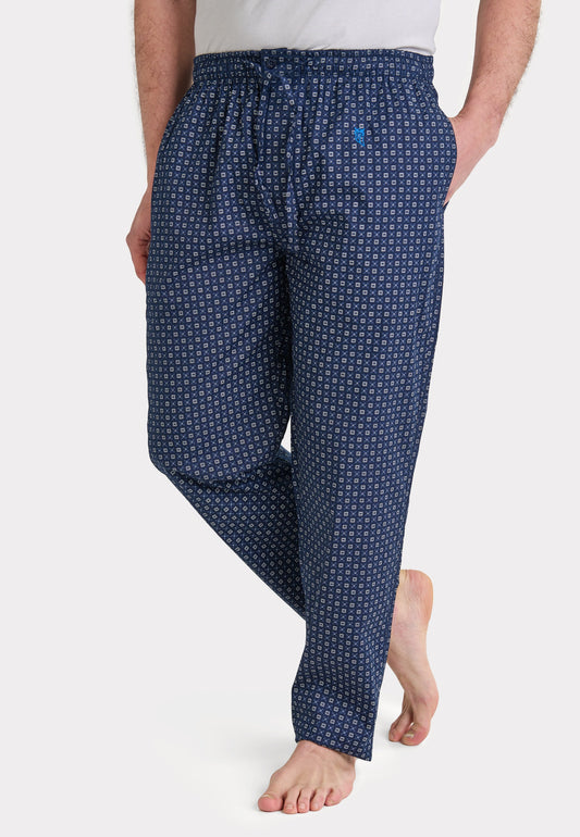 Pantalón Pijama Hombre Largo Algodón Popelín Estampado - Azul 8301_39