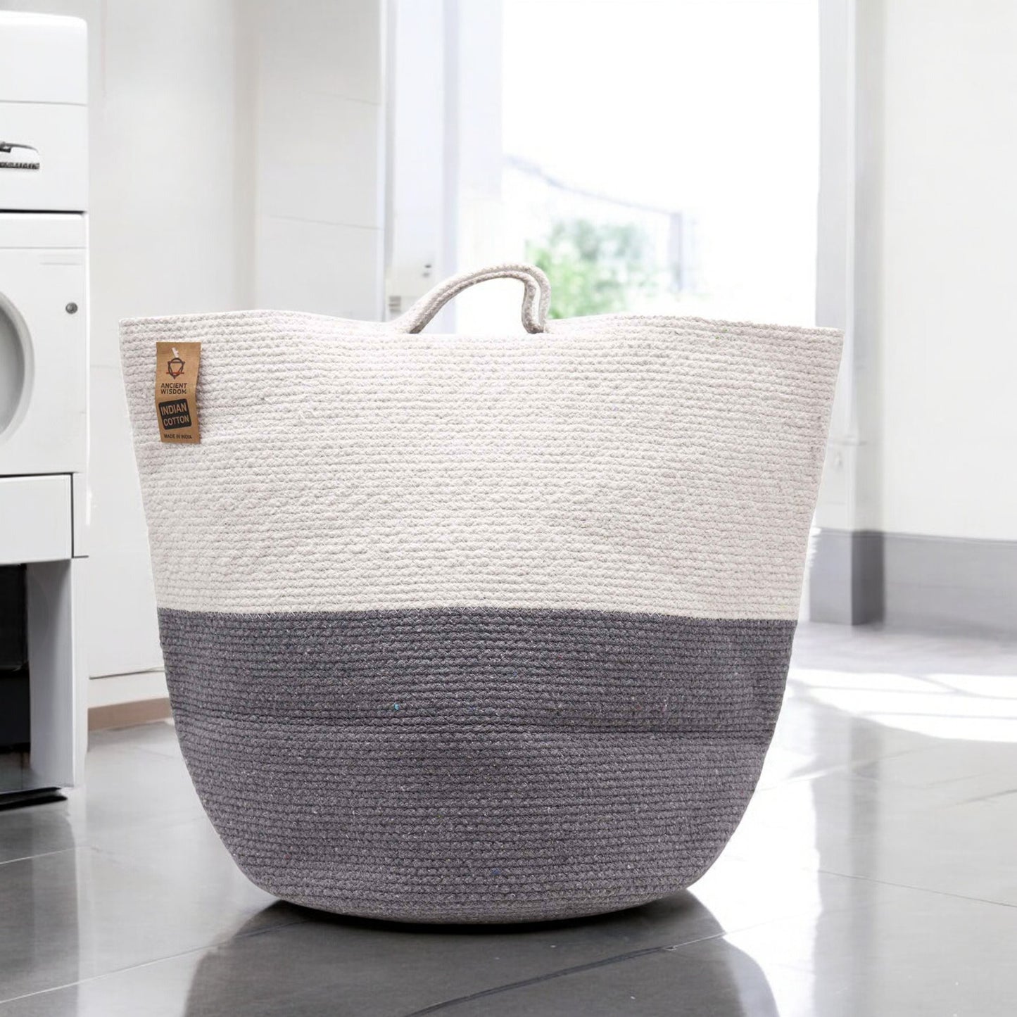 Cesto grande de cuerda de algodón 45x40cm - Gris