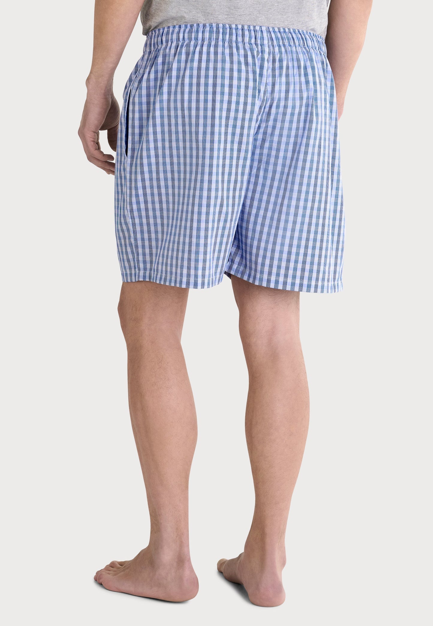 Boxer de hombre de cuadros en azul y blanco, 100% algodón, estilo cómodo y ligero.