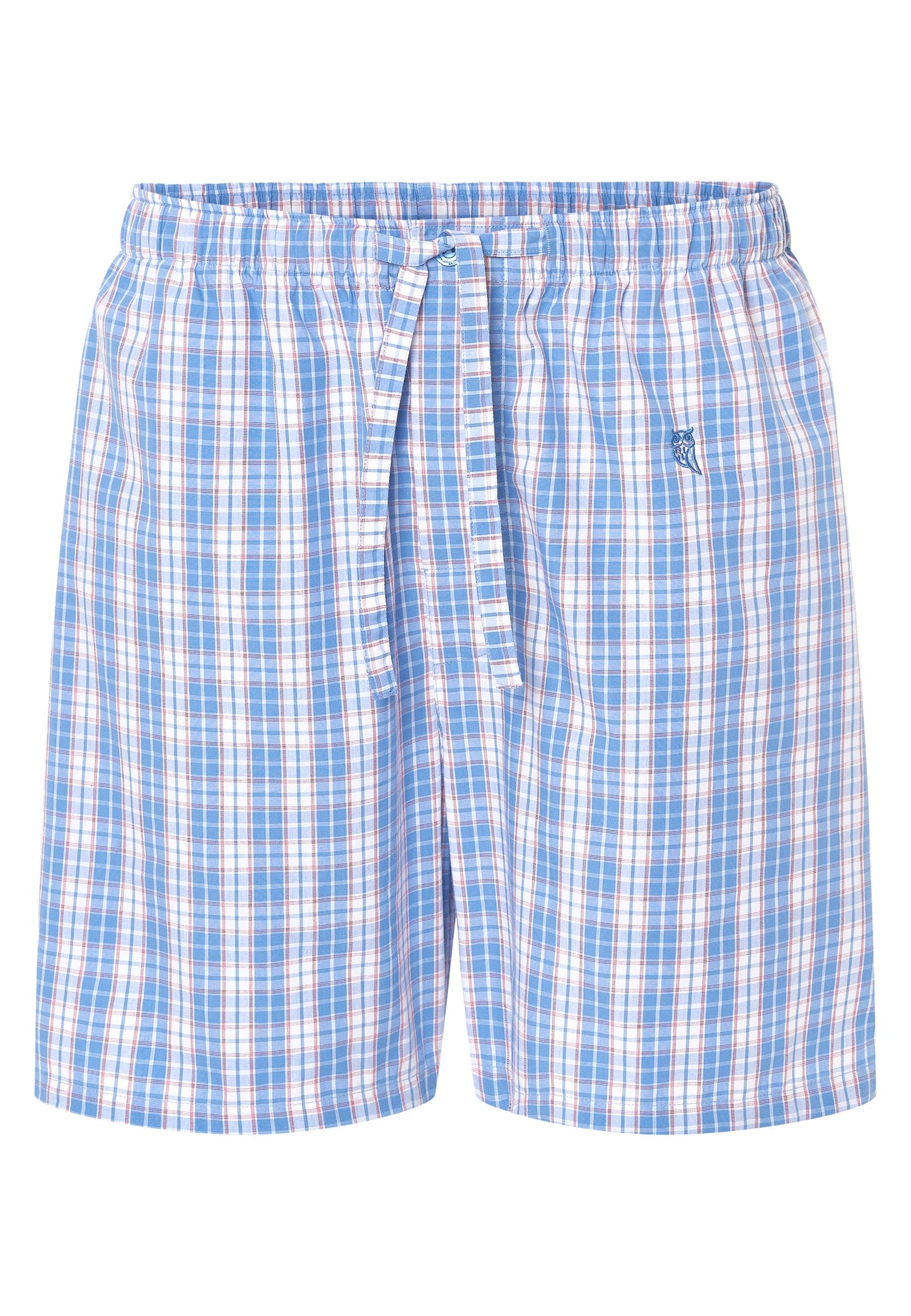 Bermudas a cuadros en azul y rosa, algodón suave, estilo casual y cómodo para hombre.