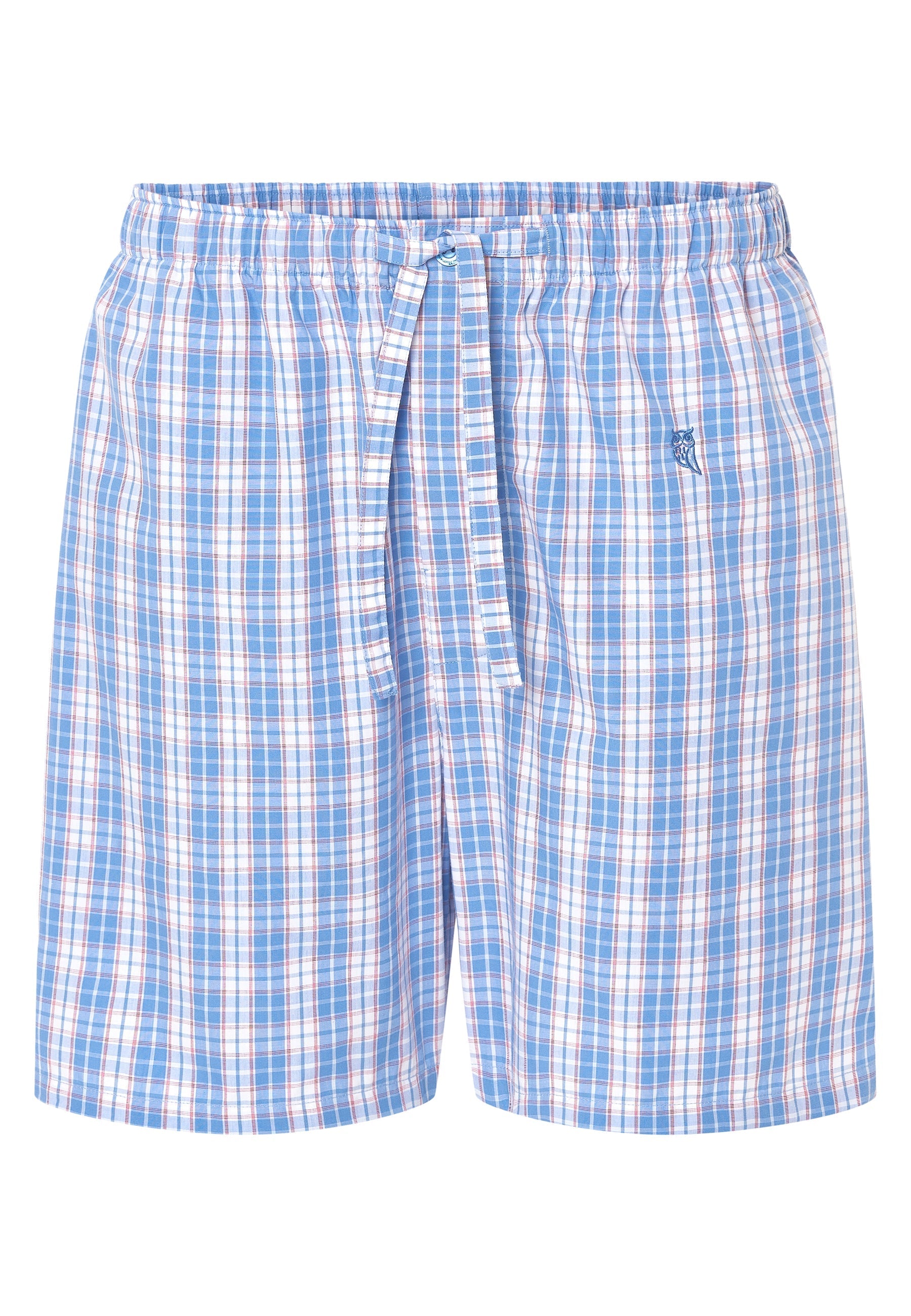 Bermudas a cuadros en azul y rosa, algodón suave, estilo casual y cómodo para hombre.