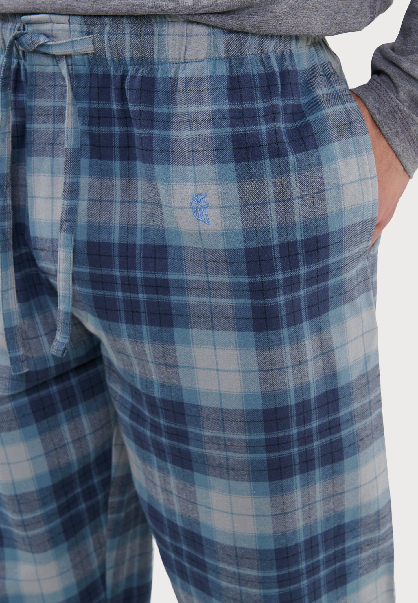 Pantalón Pijama Hombre Invierno Premium Algodón Franela Cuadros - Azul 8893_32