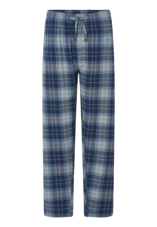 Pantalón Pijama Hombre Invierno Premium Algodón Franela Cuadros - Azul 8893_32