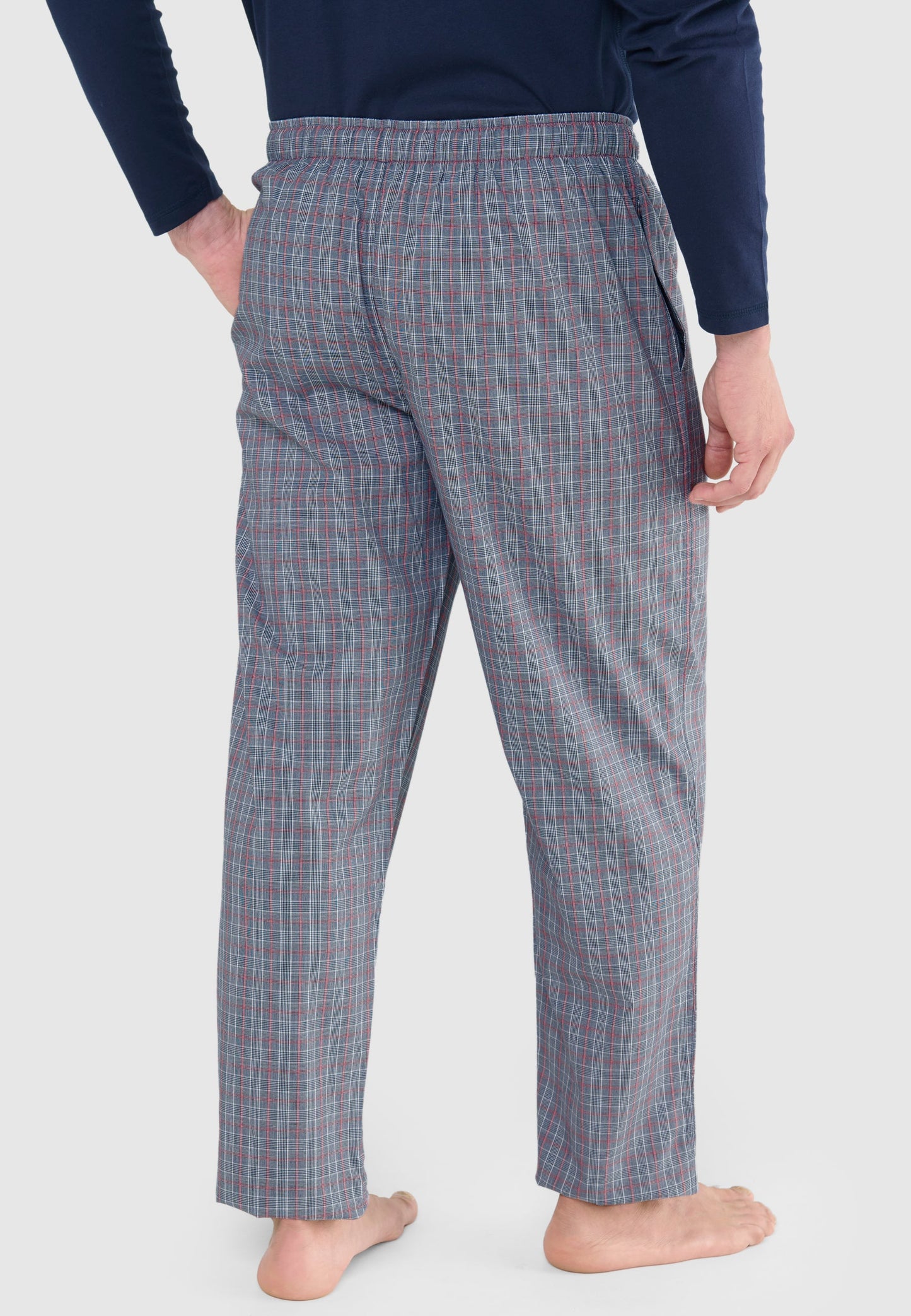 Pantalón Pijama Hombre Largo Algodón Popelín Cuadros - Gris 8919_22