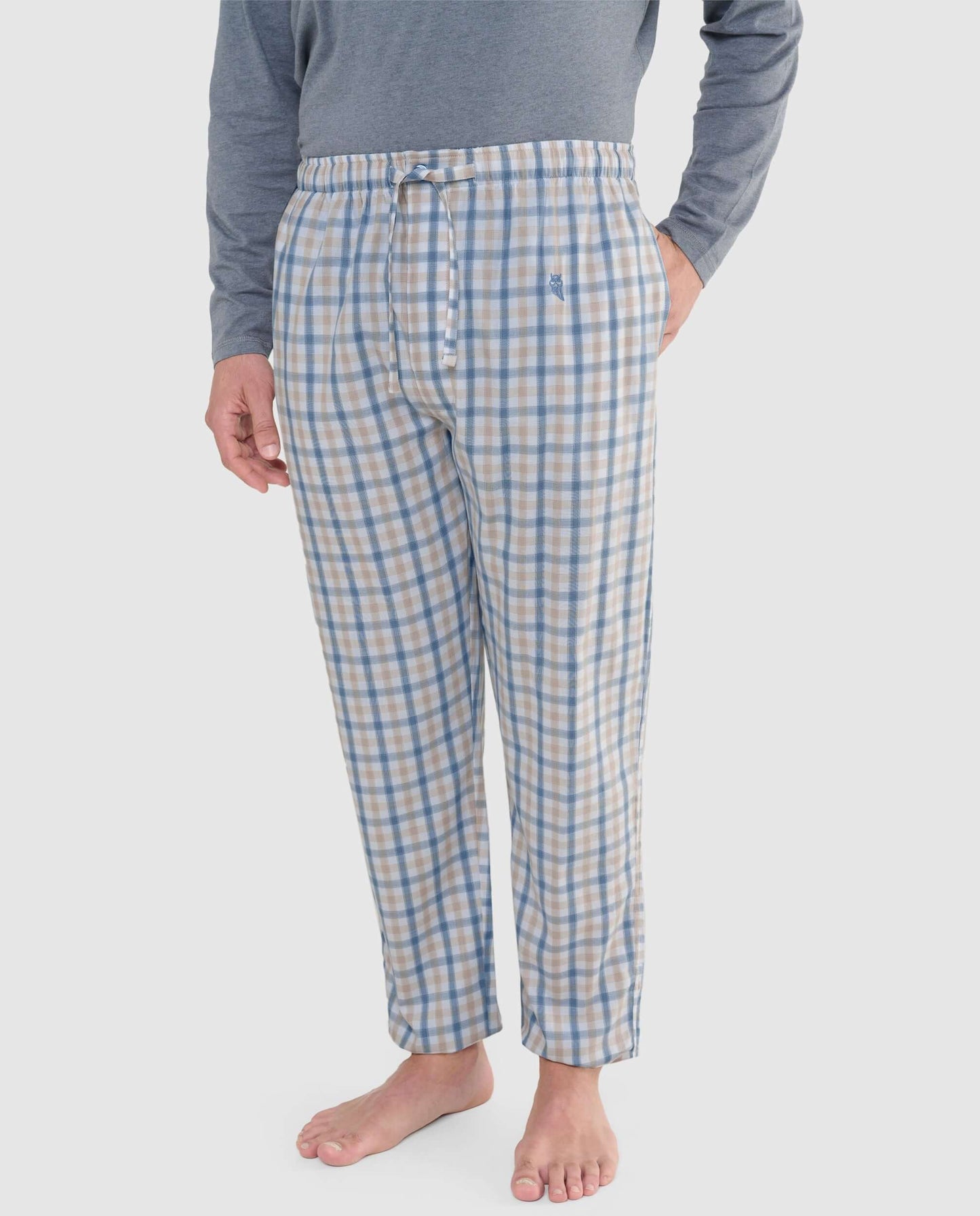 Pantalón Pijama Hombre Largo Algodón Popelín Cuadros - Verde 8920_44