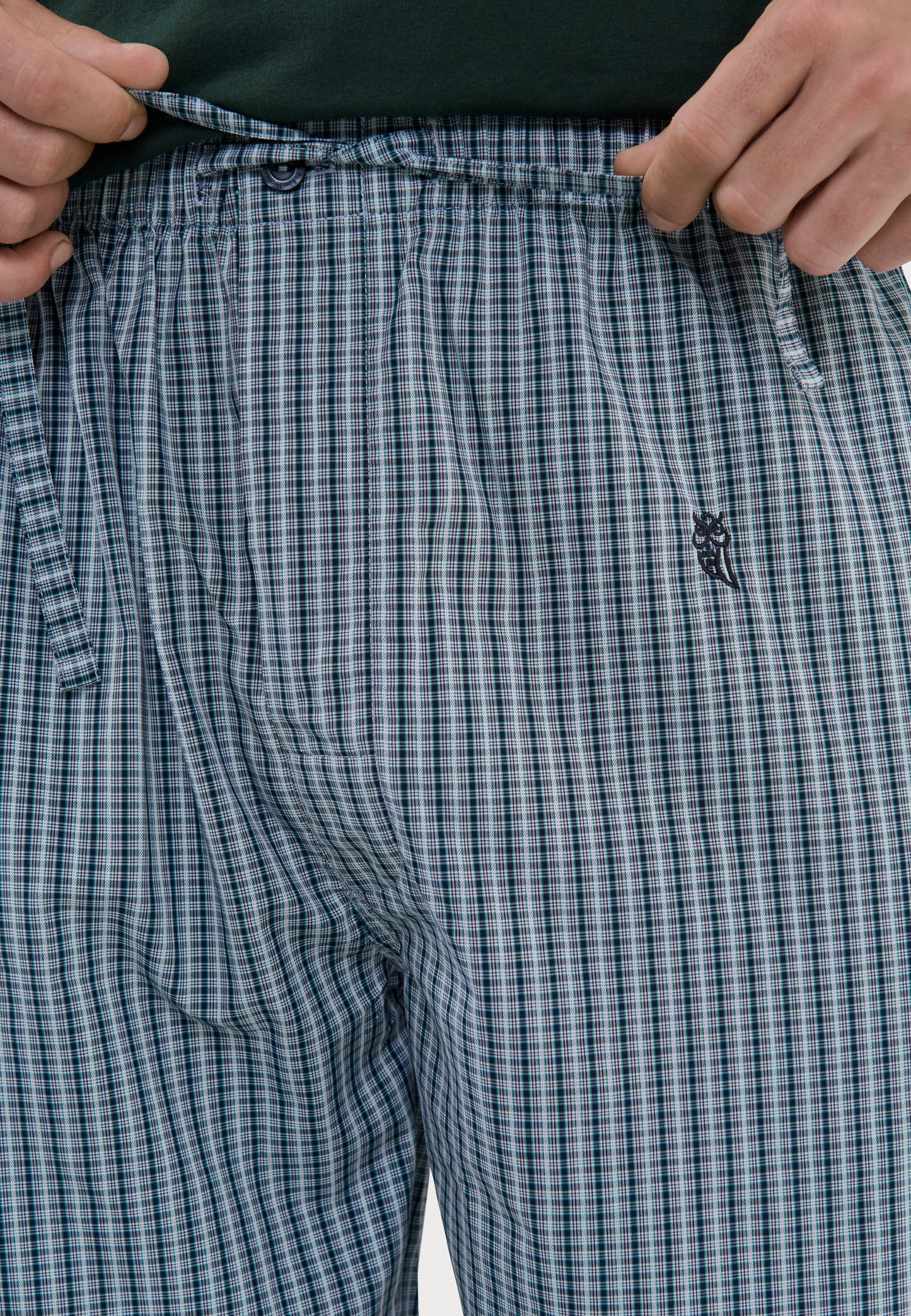 Pantalón Pijama Hombre Largo Algodón Popelín Cuadros - Verde 8923_40