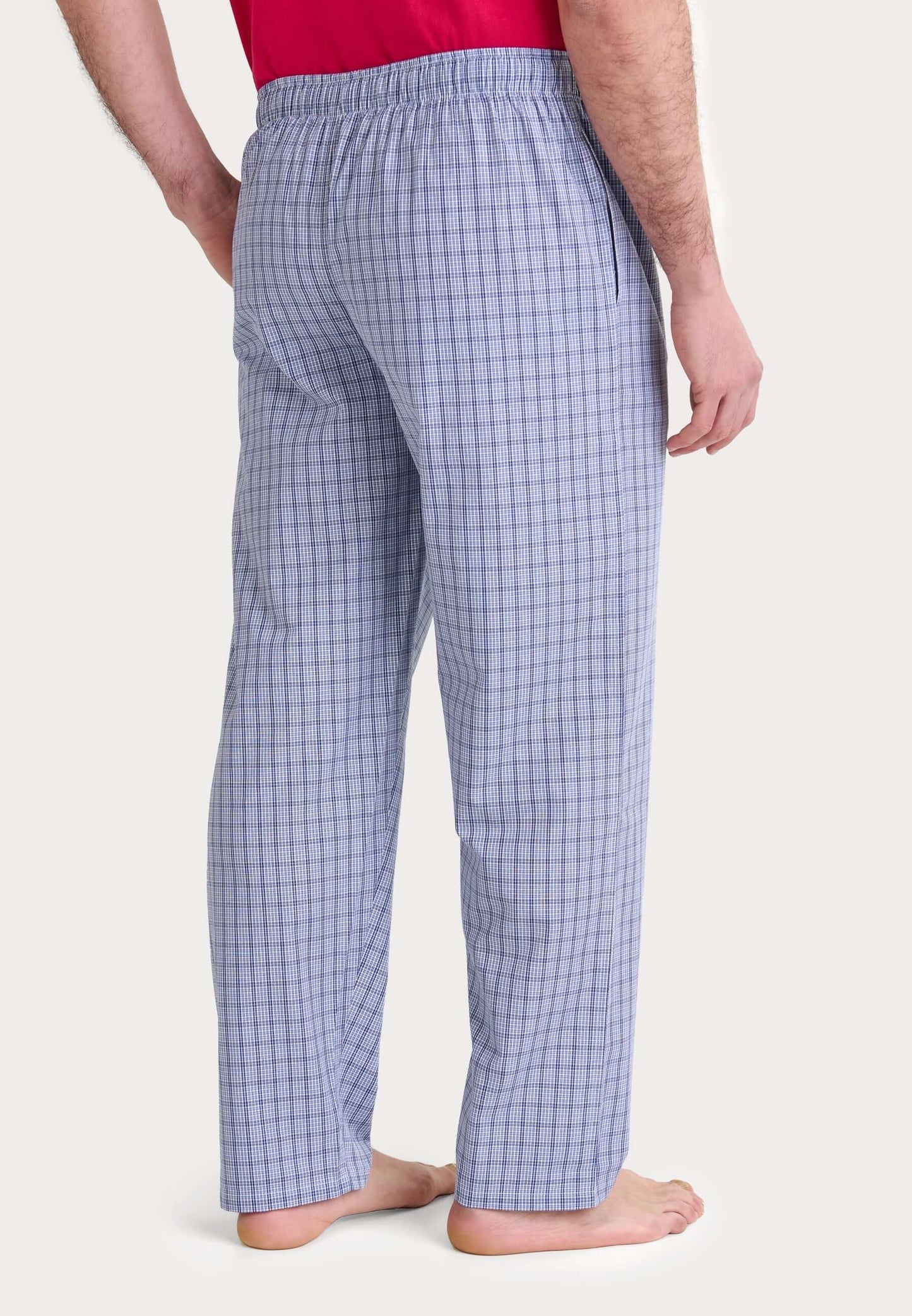 Pantalón Pijama Hombre Largo Algodón Popelín Cuadros - Azul 8942_37