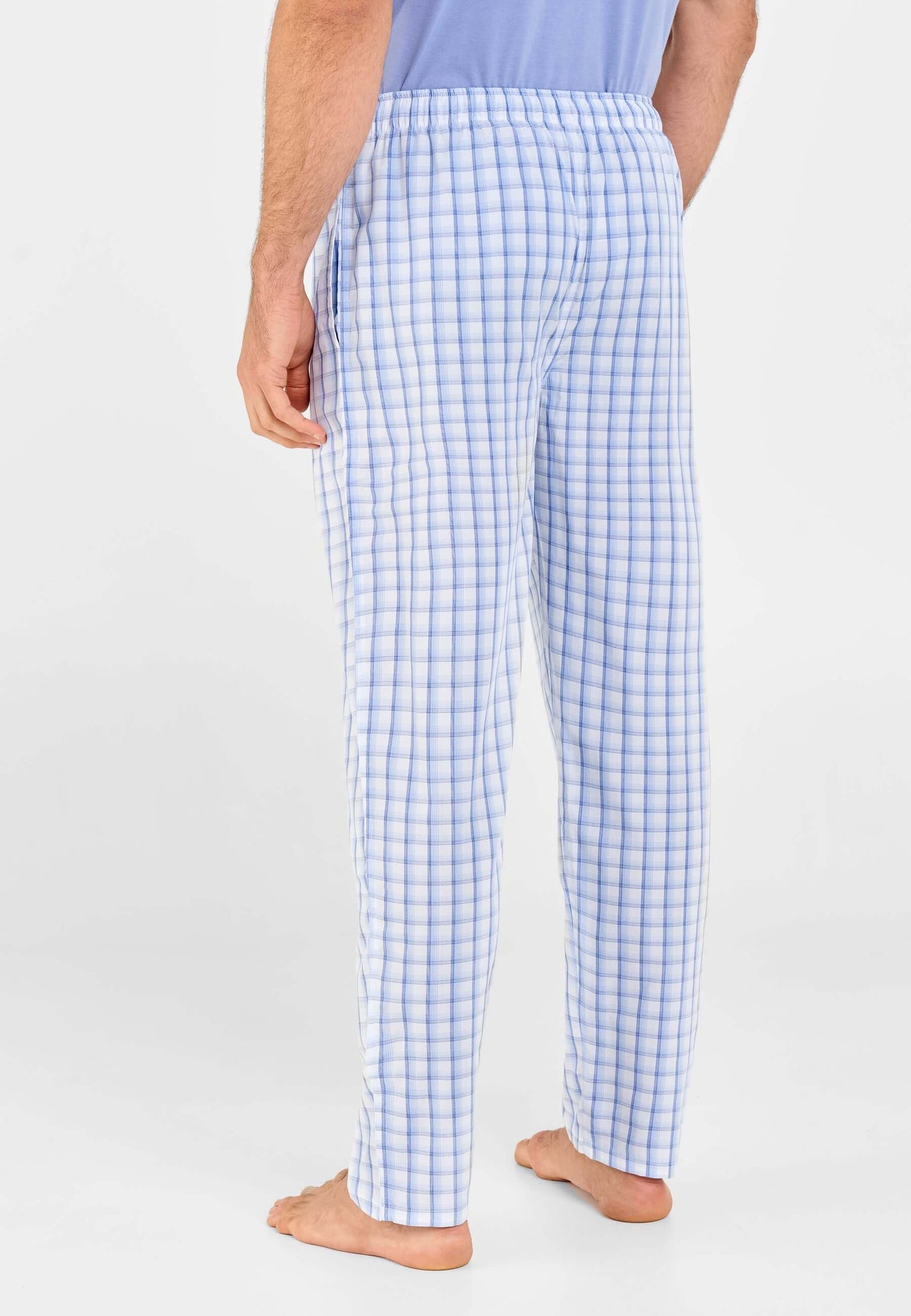 Pantalón Pijama Hombre Largo Popelín Cuadros - Azul 8981_30