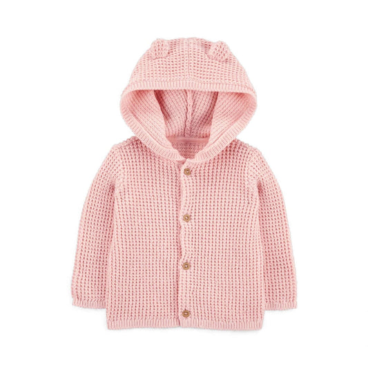 Chaqueta punto canalé capucha diseño oso