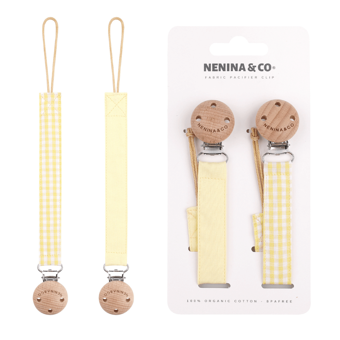 Chupetero Pack x 2 DIAMOND Amarillo + Vichy By Nenina & Co