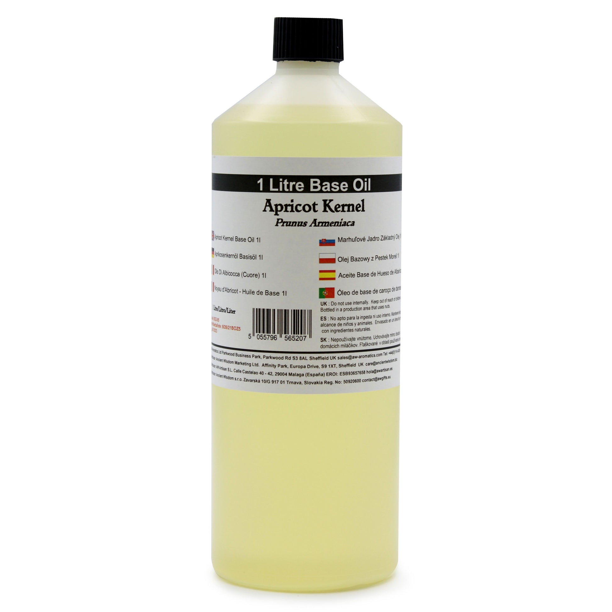 Aceite base de albaricoque 100% puro, 1 litro – prensado en frío – Ornare Living
