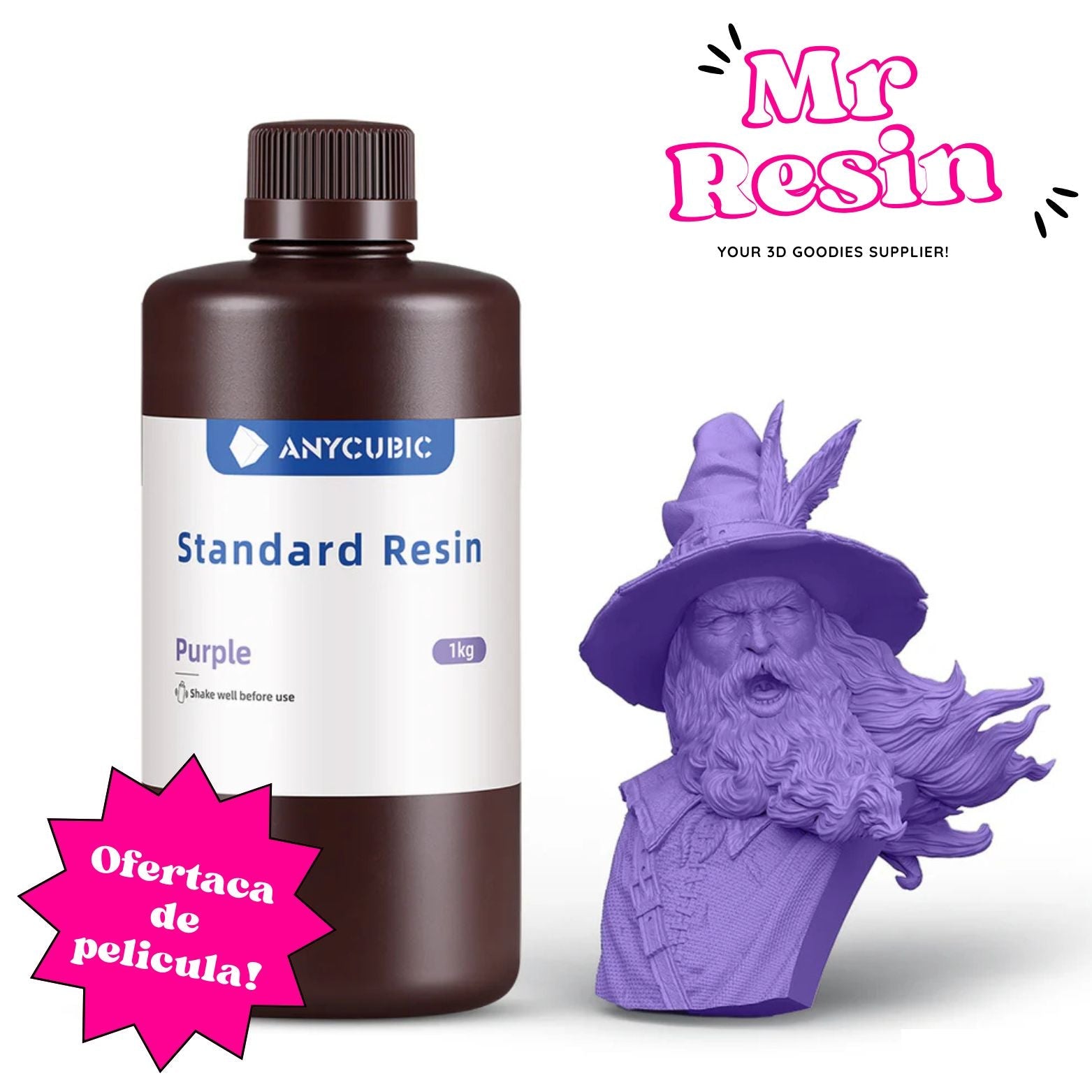 Resina Estándar para Impresión 3D 1Kg - Anycubic V1 Alta Precisión Purpura V1