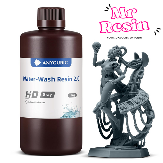 Anycubic Water-Wash Resin 2.0 HD Gris – resina lavable al agua 1kg