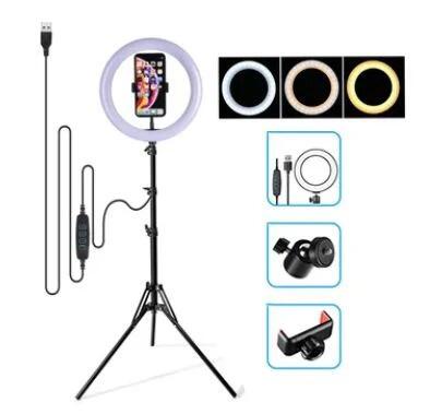 Aro de luz profesional para maquillaje y streaming - Aro de luz para YouTube con trípode ajustable