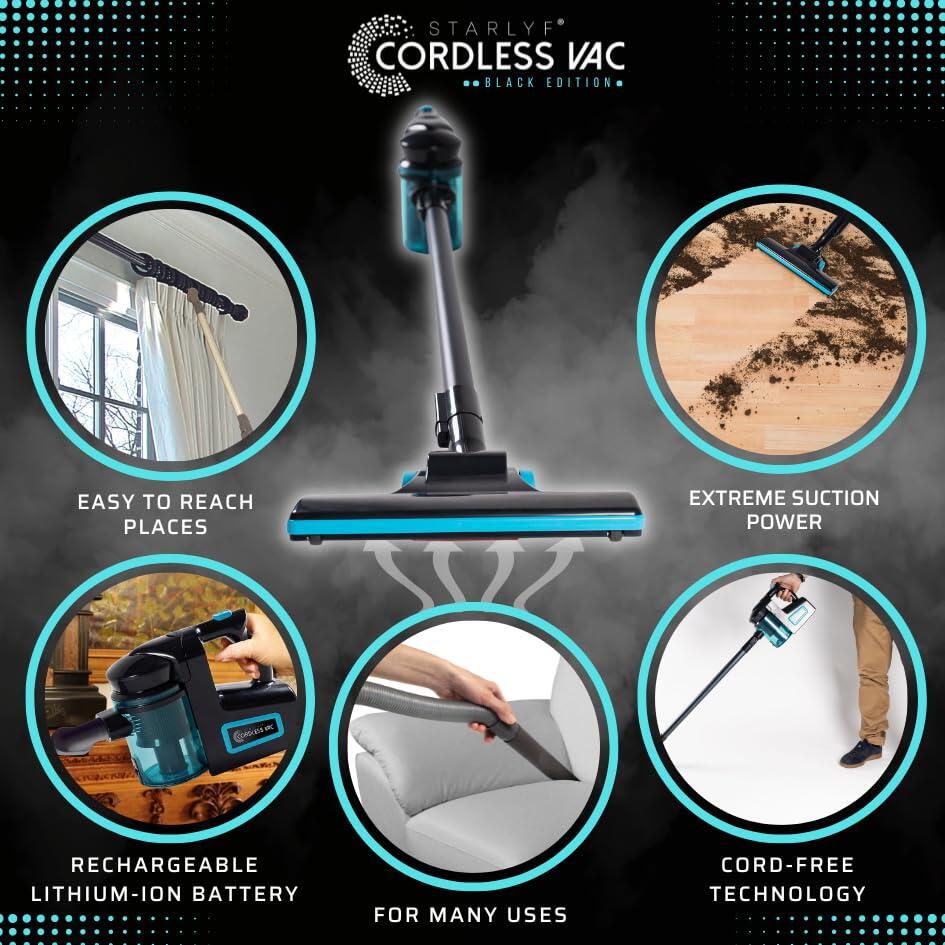 Aspirador escoba - Potencia succión, Sin cable, Tecnología ciclónica