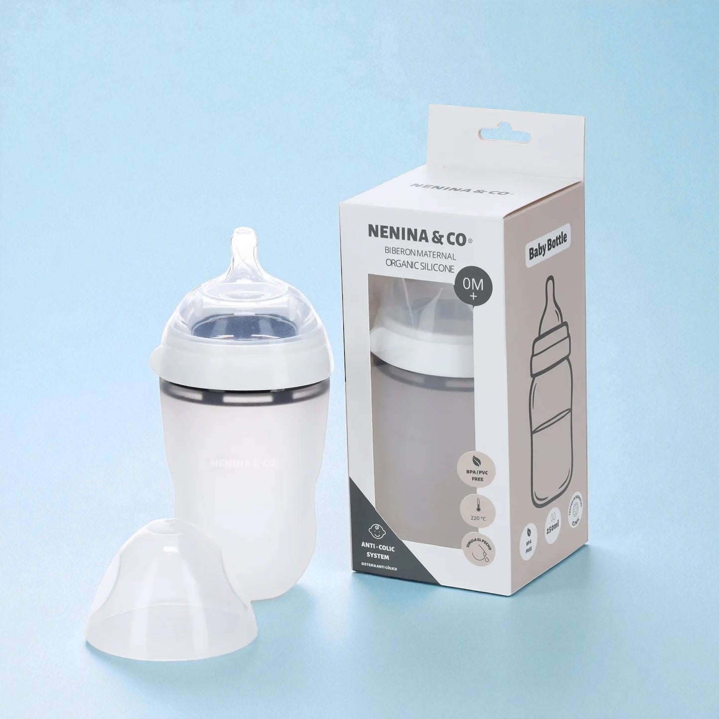 Biberones +0 meses aptos para lactancia materna de Silicona orgánica Nenina & Co