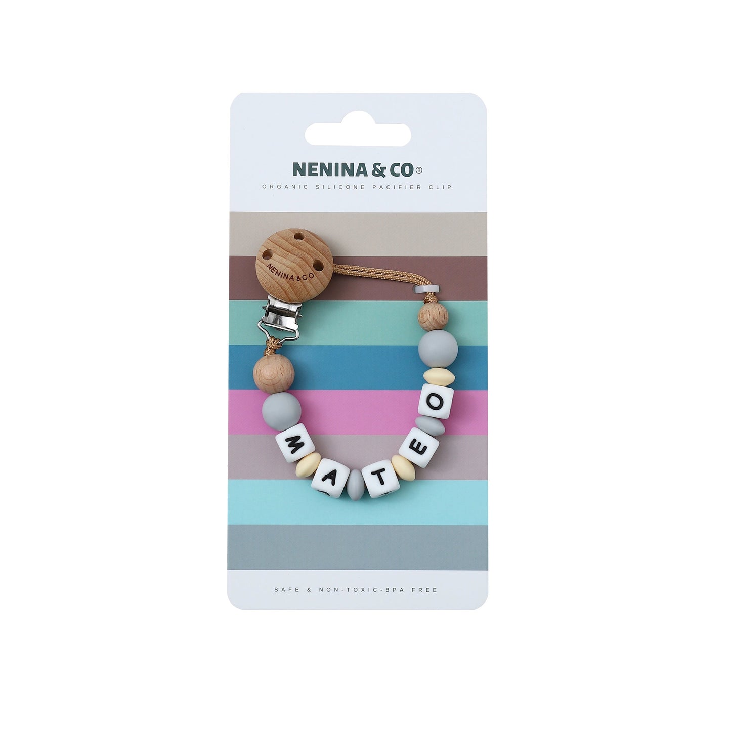 Kit Chupete Clásico de Silicona + Chupetero Oliva con Nombre | Nenina & Co.