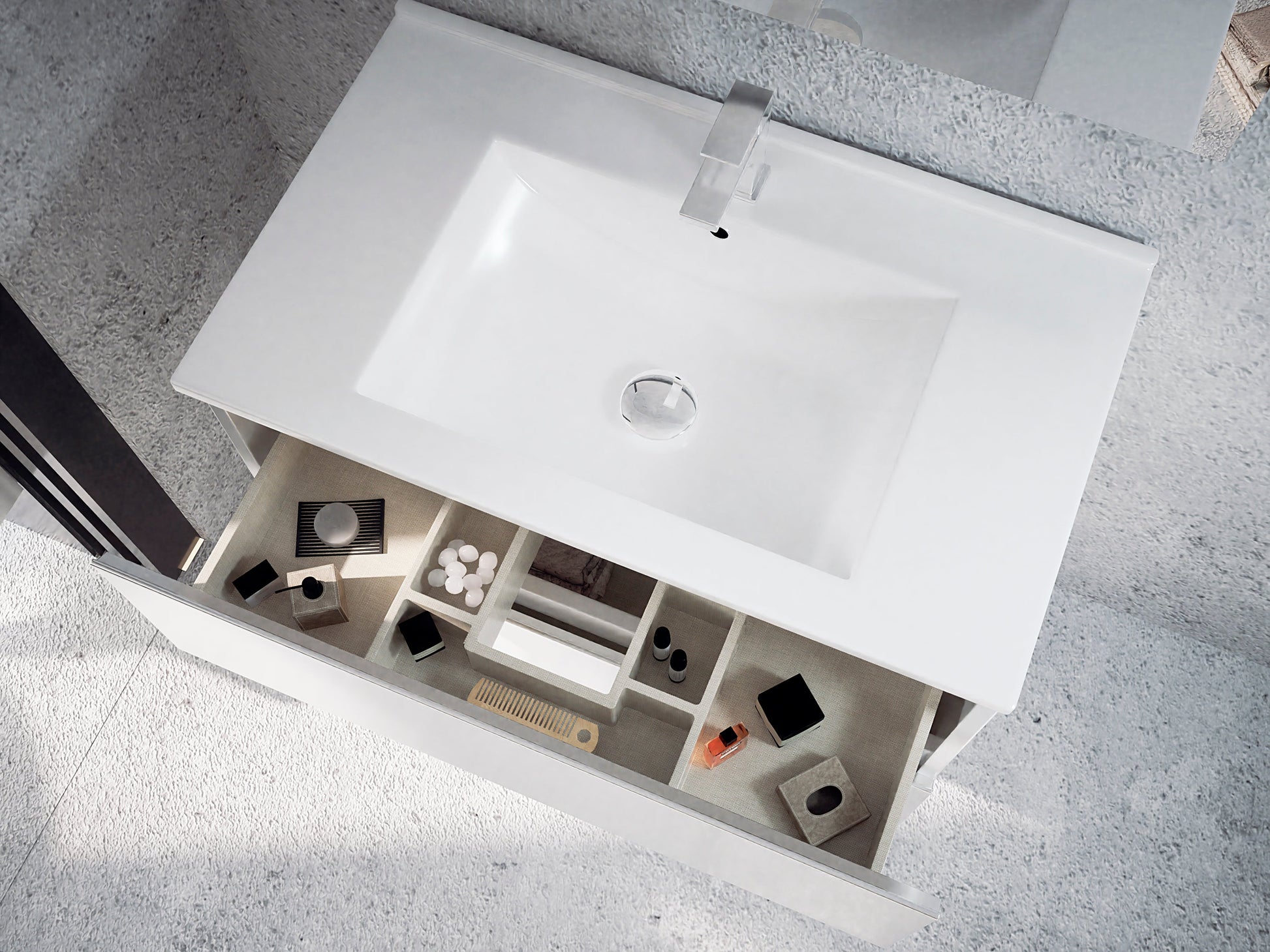 Conjunto completo mueble blanco brillo baño con lavabo y espejo
