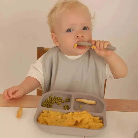 Vajilla BLW Gris 9 Piezas de Silicona orgánica con ventosas Nenina & Co