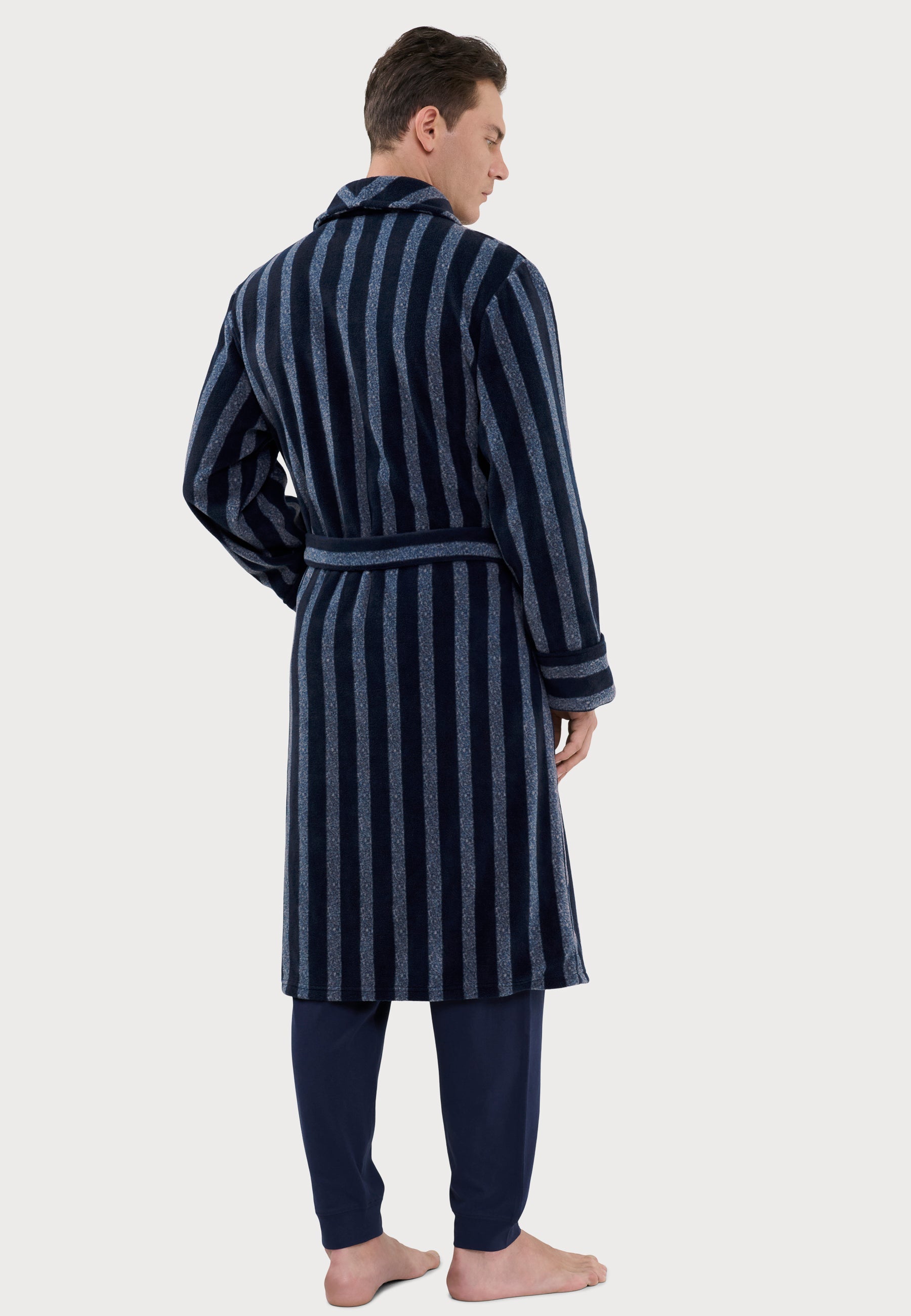 🧥 Bata Hombre Invierno Premium Forro Polar Estampado Azul - Máximo Confort