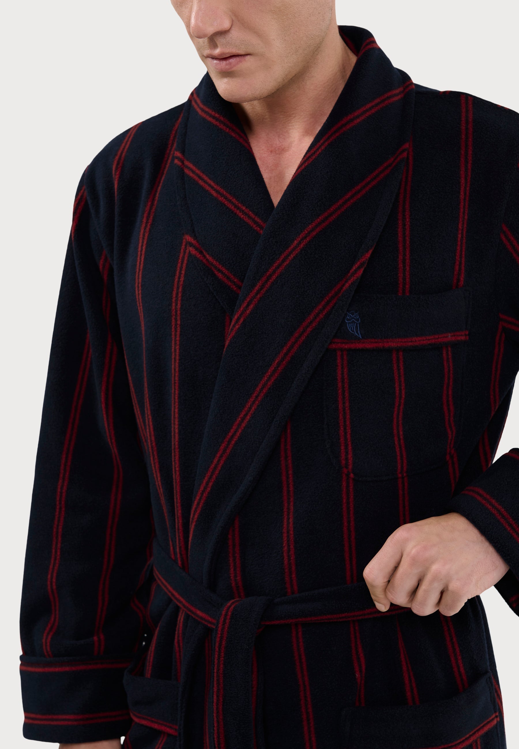 🧥 Bata Hombre Invierno Premium Forro Polar Estampado Azul - Máximo Confort