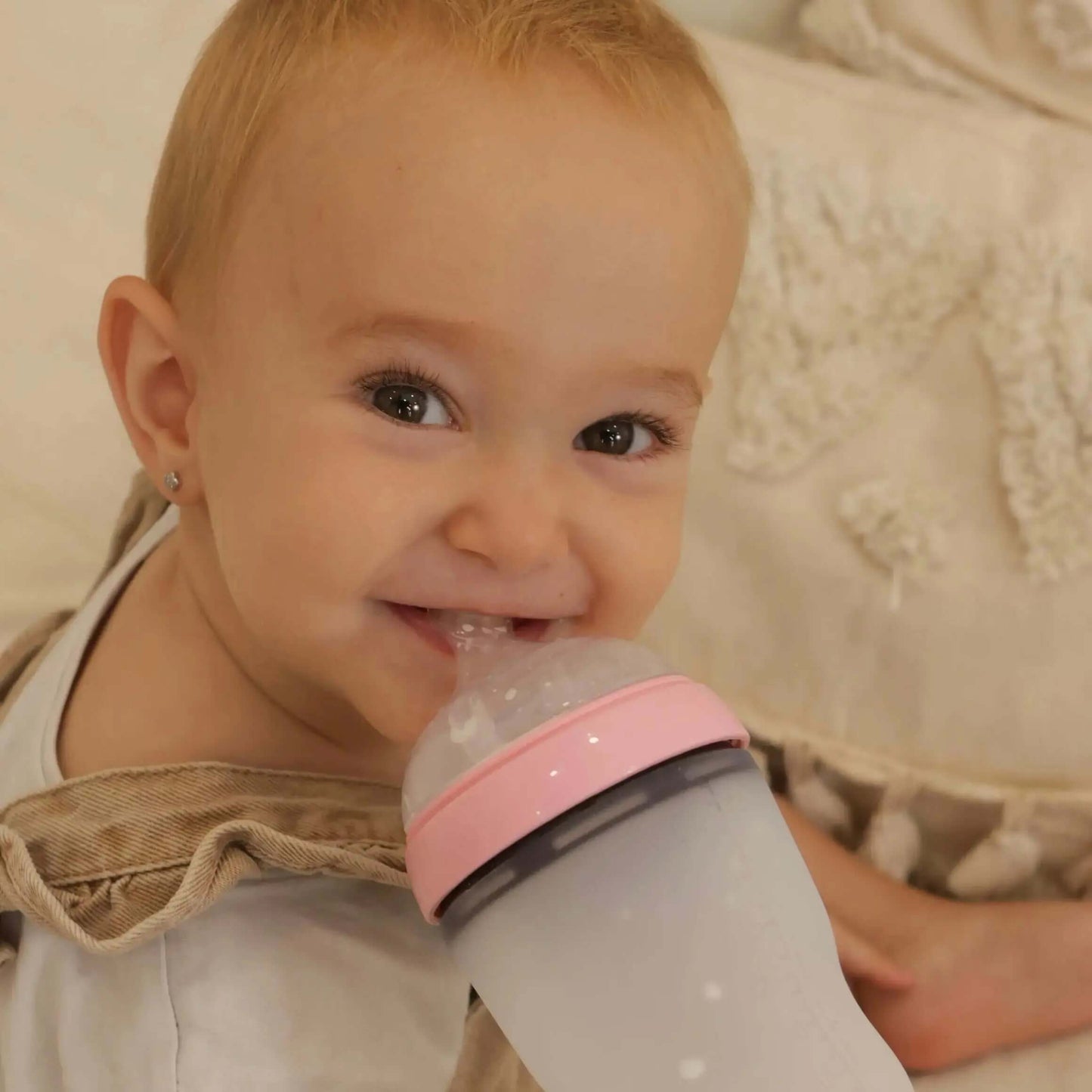 Biberón de silicona Rosa Anticolico de silicona orgánica Nenina & Co