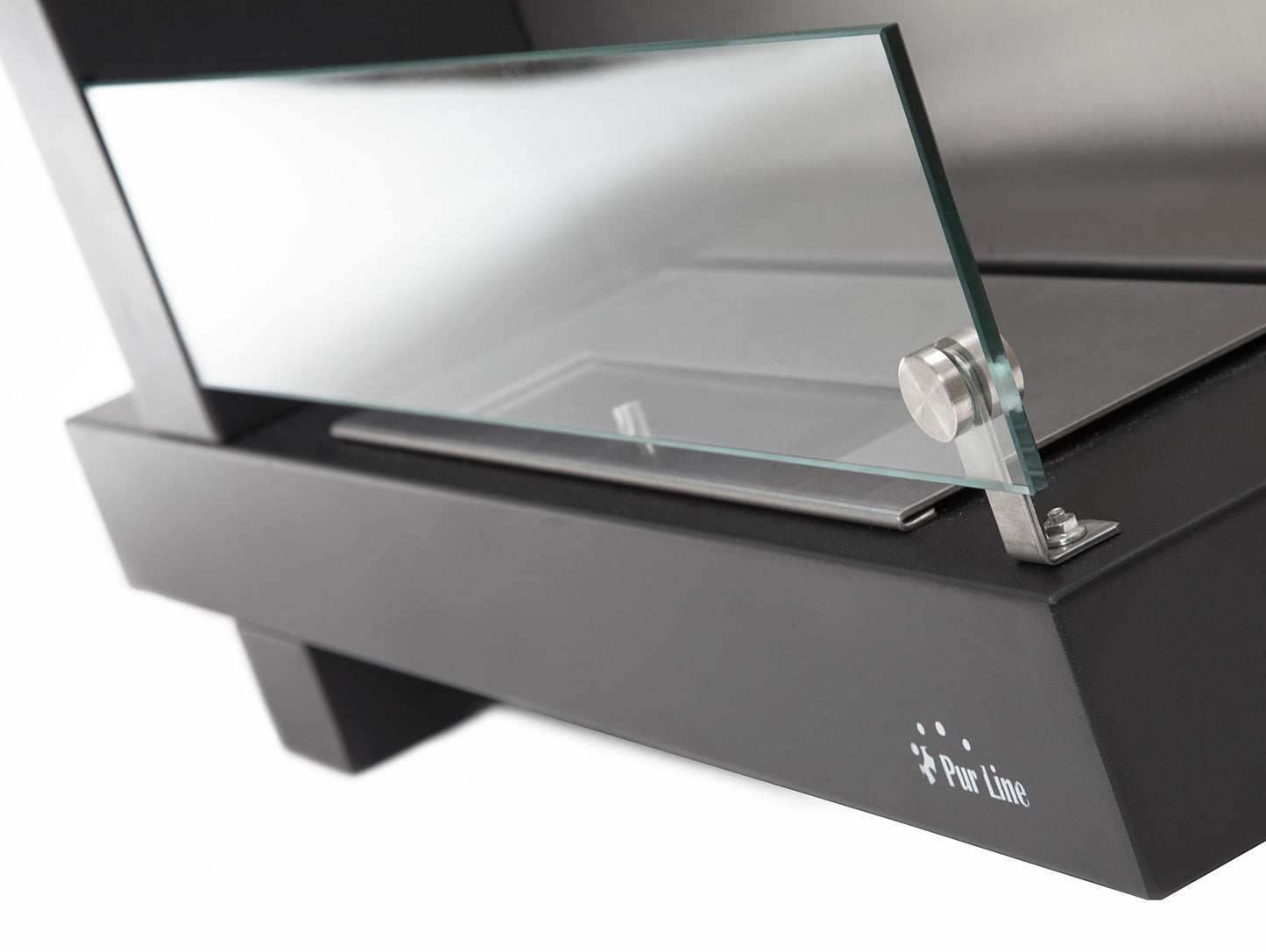 Chimenea de etanol mural en acero inoxidable negro