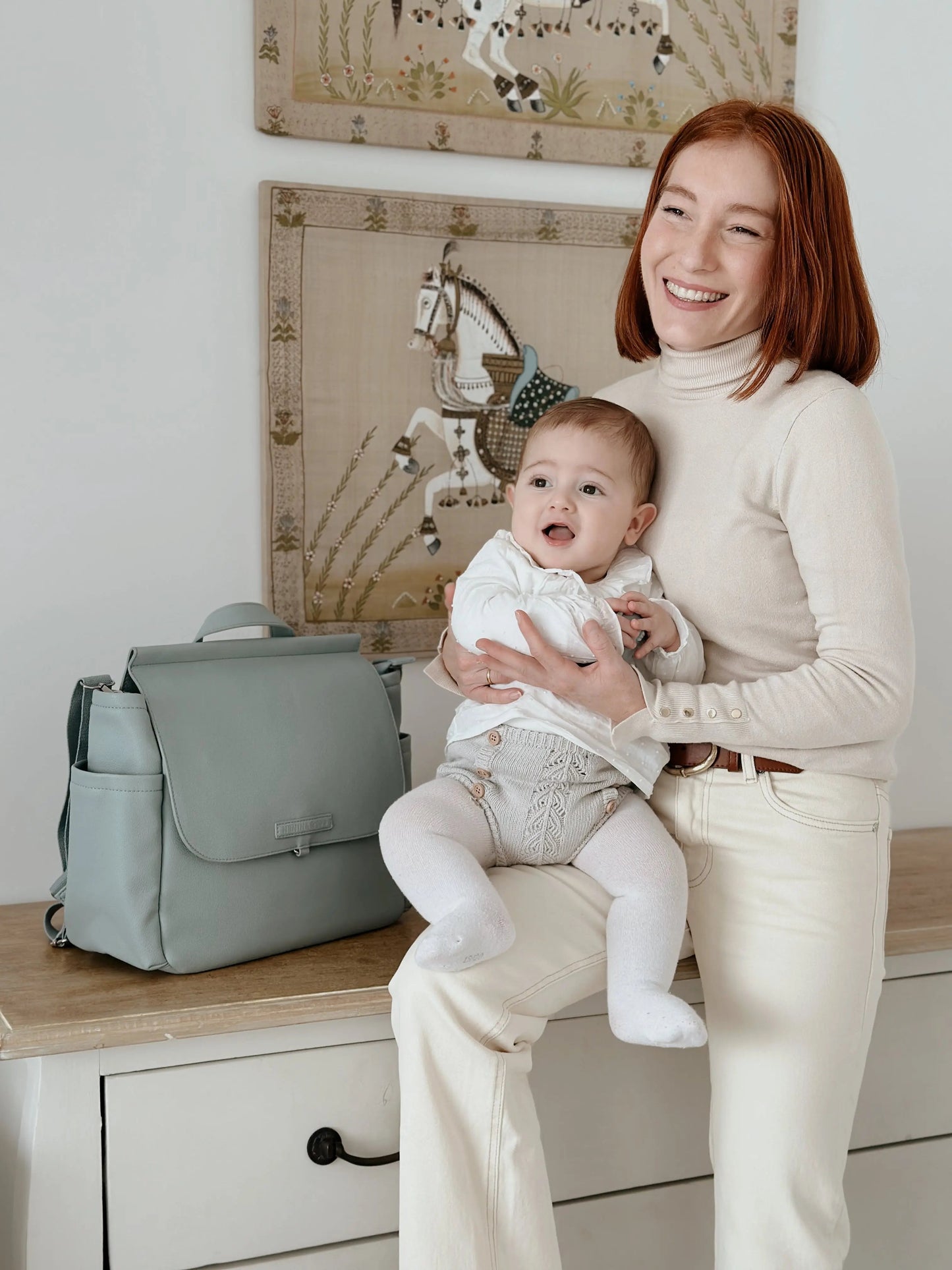 Bolso Maternal MIREM By Nenina & Co Dusty Blue + Cambiador