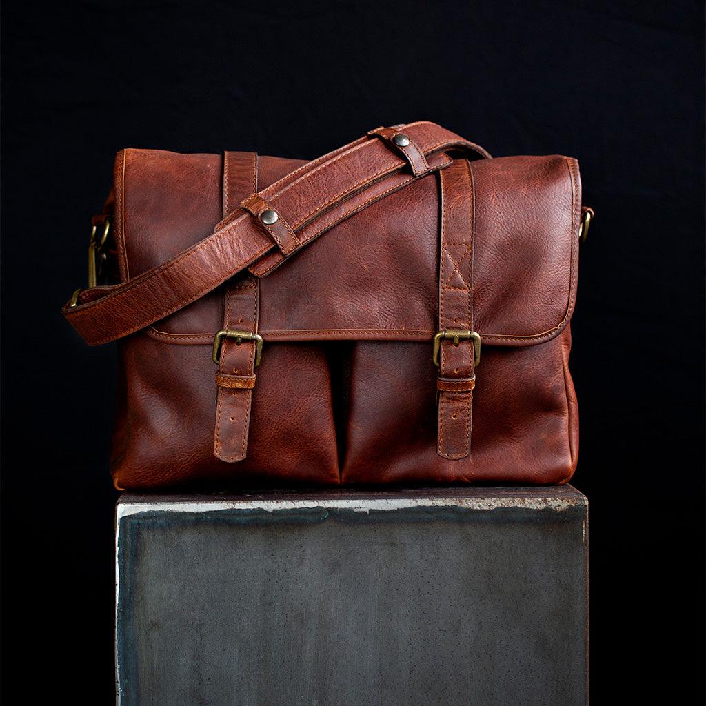 Roma Cognac Leather Camera Bag